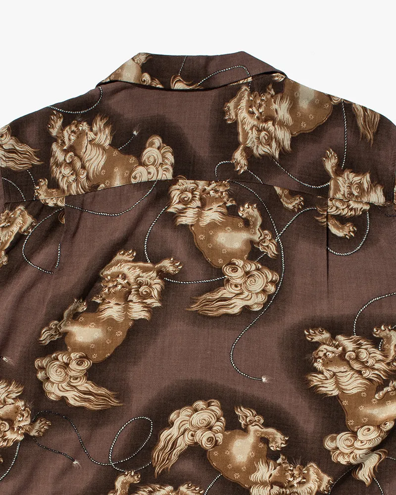 Japanese Repro Shirt, Short Sleeve Aloha Shirt, Hawaiian Aloha Tropical Brand, Brown with Lions - LL sold by Kiriko product image thumbnail 4