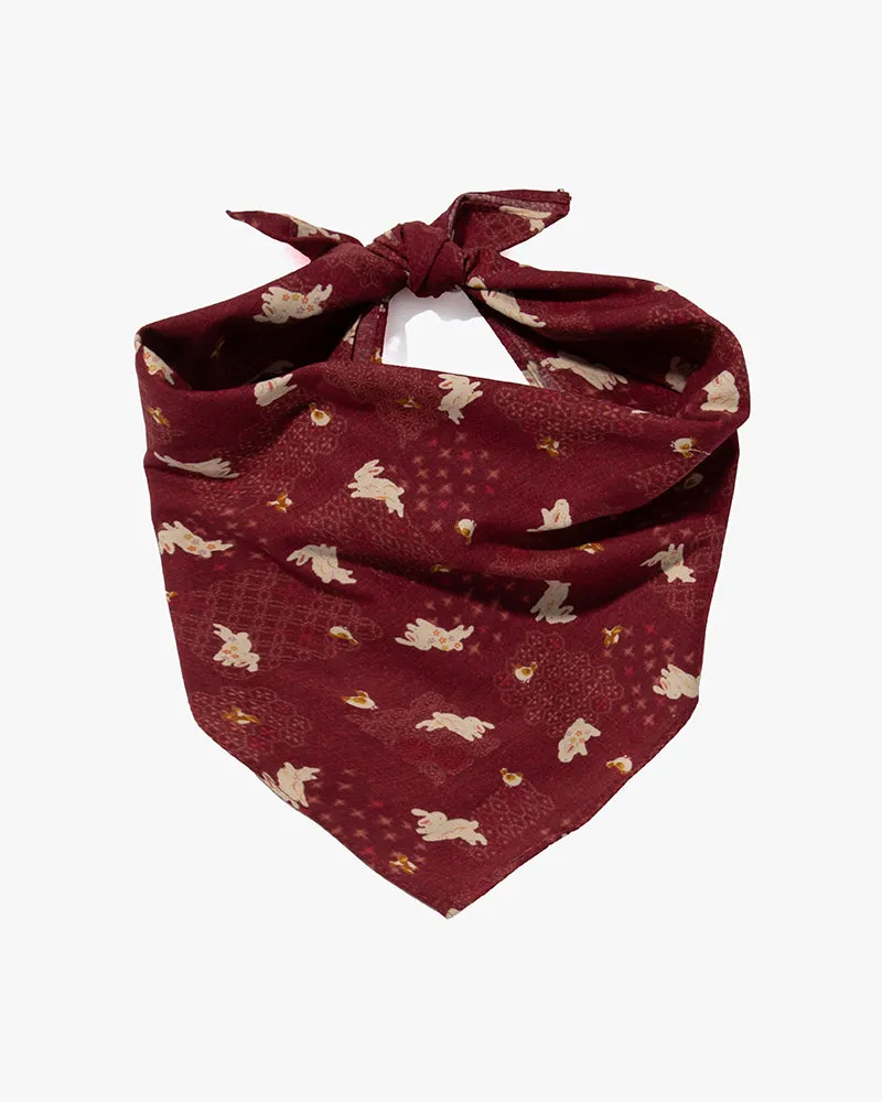 Kiriko Original Bandana, Red Usagi Multi Pattern sold by Kiriko