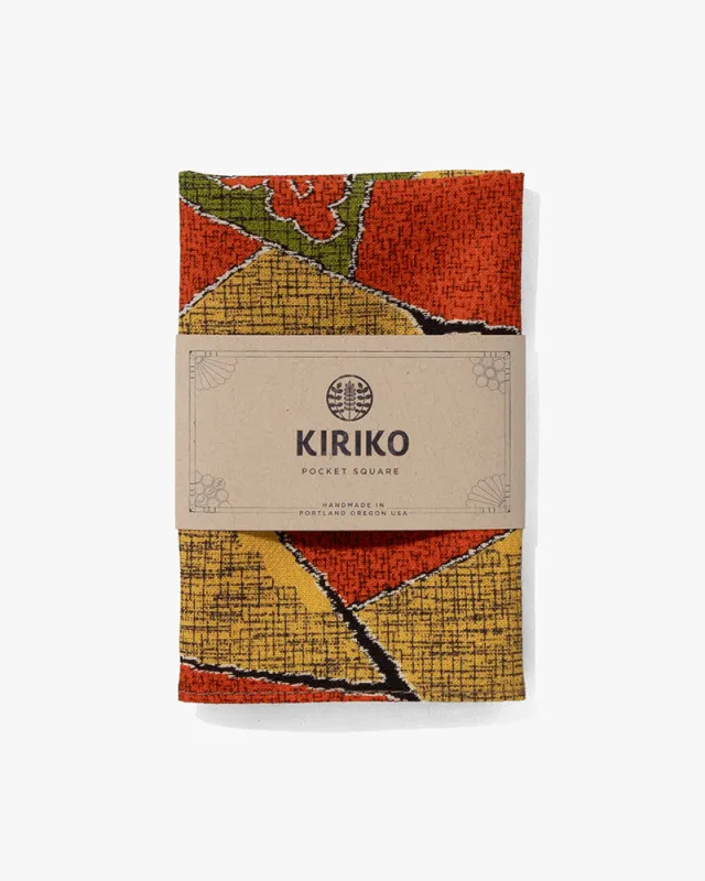 Kiriko Original Pocket Square, Persimmon and Olive Ishidatami sold by Kiriko
