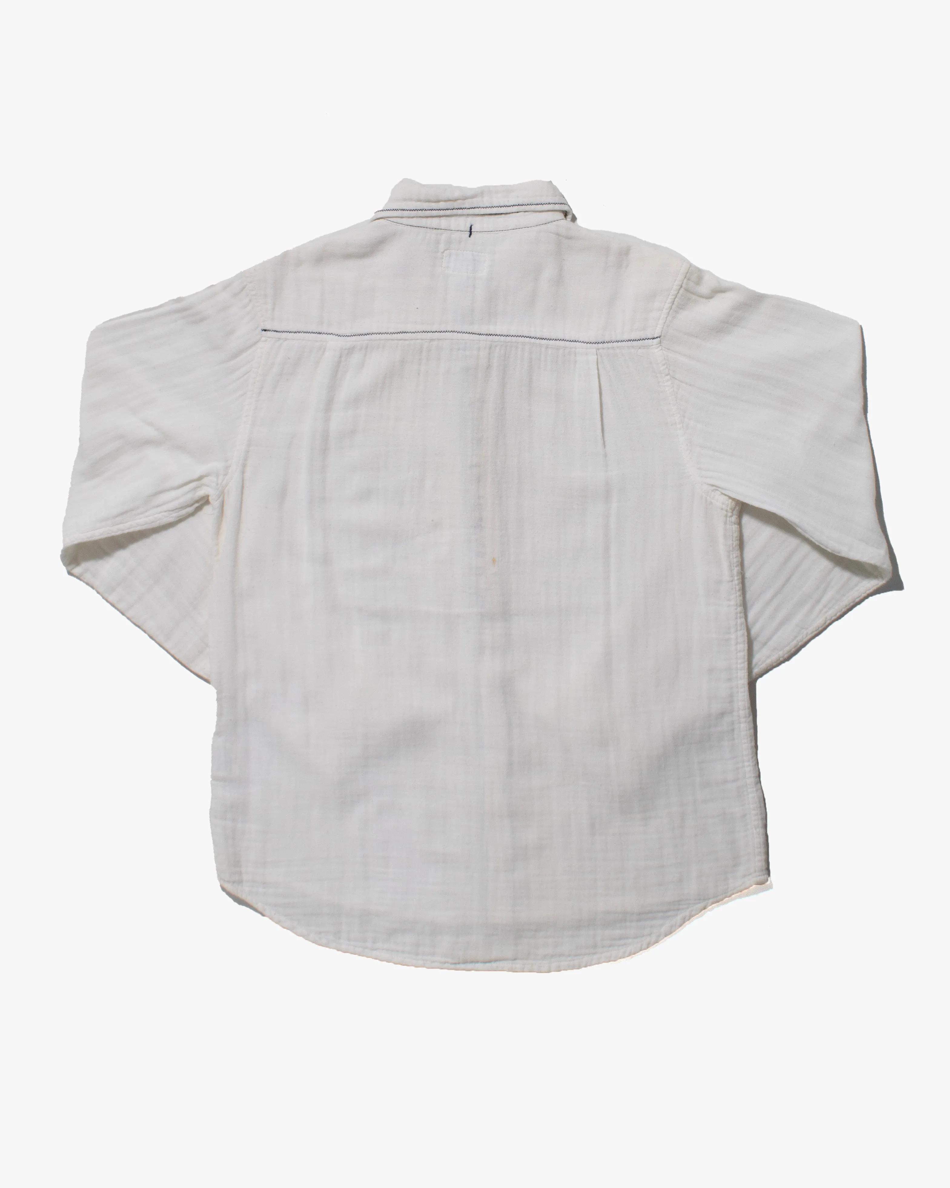 Japanese Repro Button Up Shirt, Gaijin Made, White with Black Embroidery - 3 sold by Kiriko product image thumbnail 5