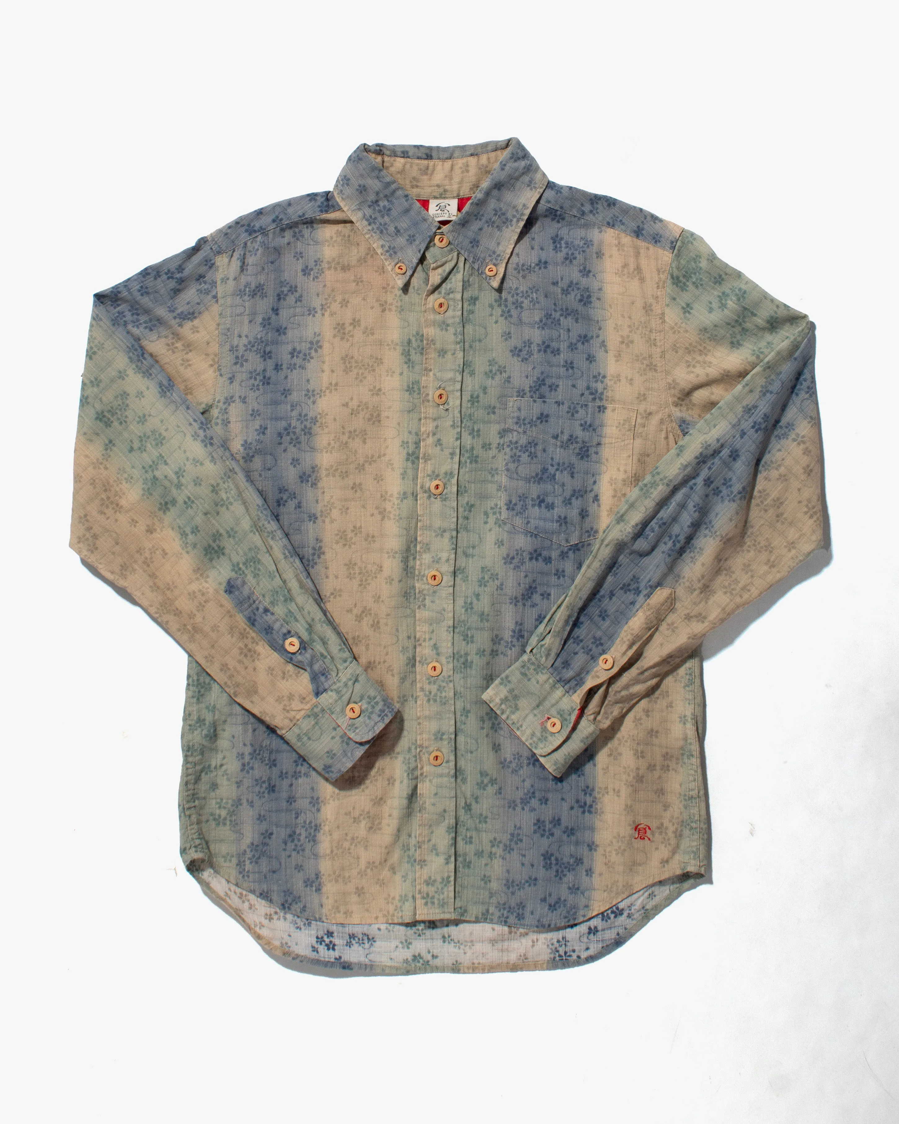 Japanese Repro Button Up Shirt, Concept - Eternal, Sakura with Gradient Shima - M sold by Kiriko