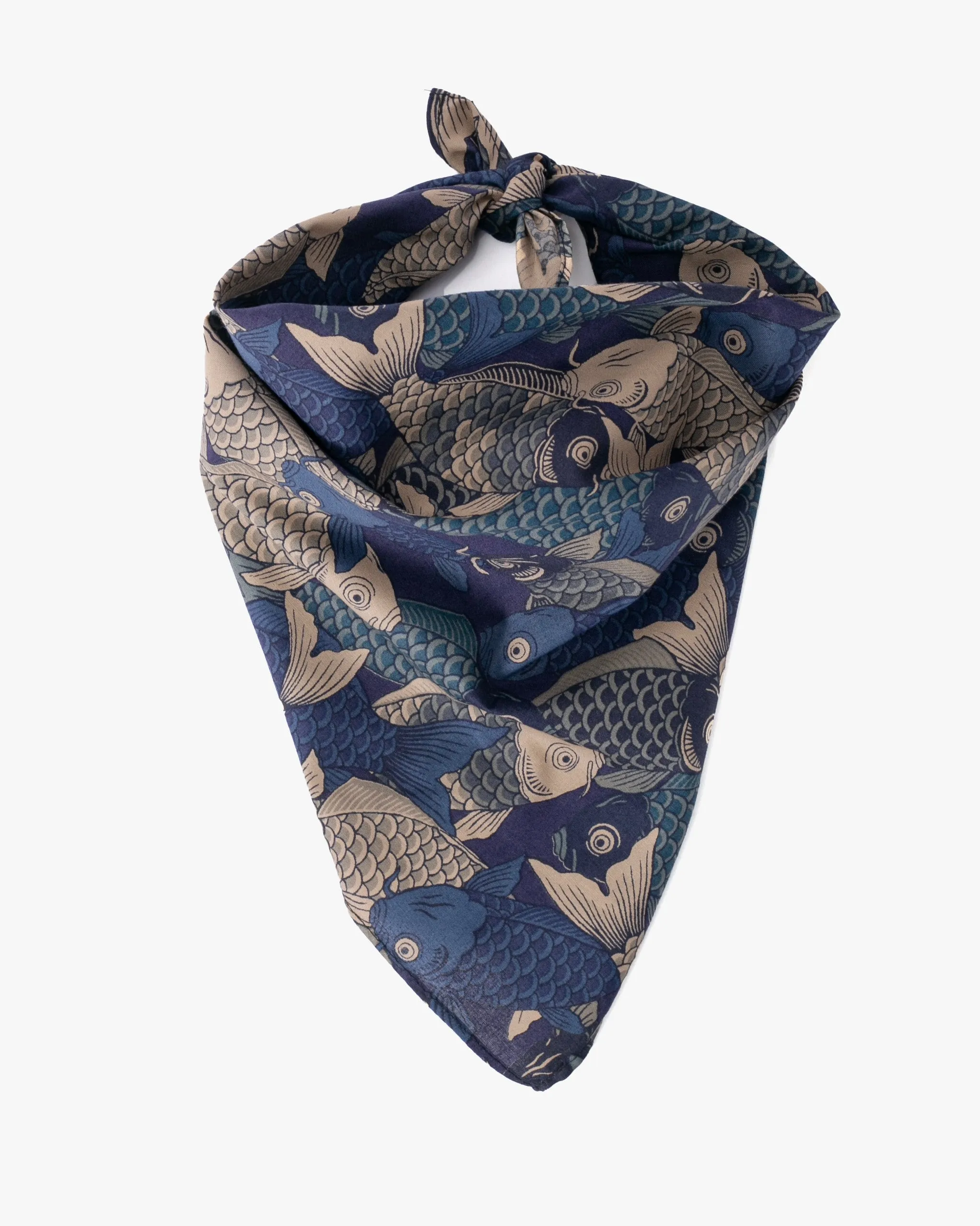 Kiriko Original Bandana, Koi Fish, Shades of Blue sold by Kiriko