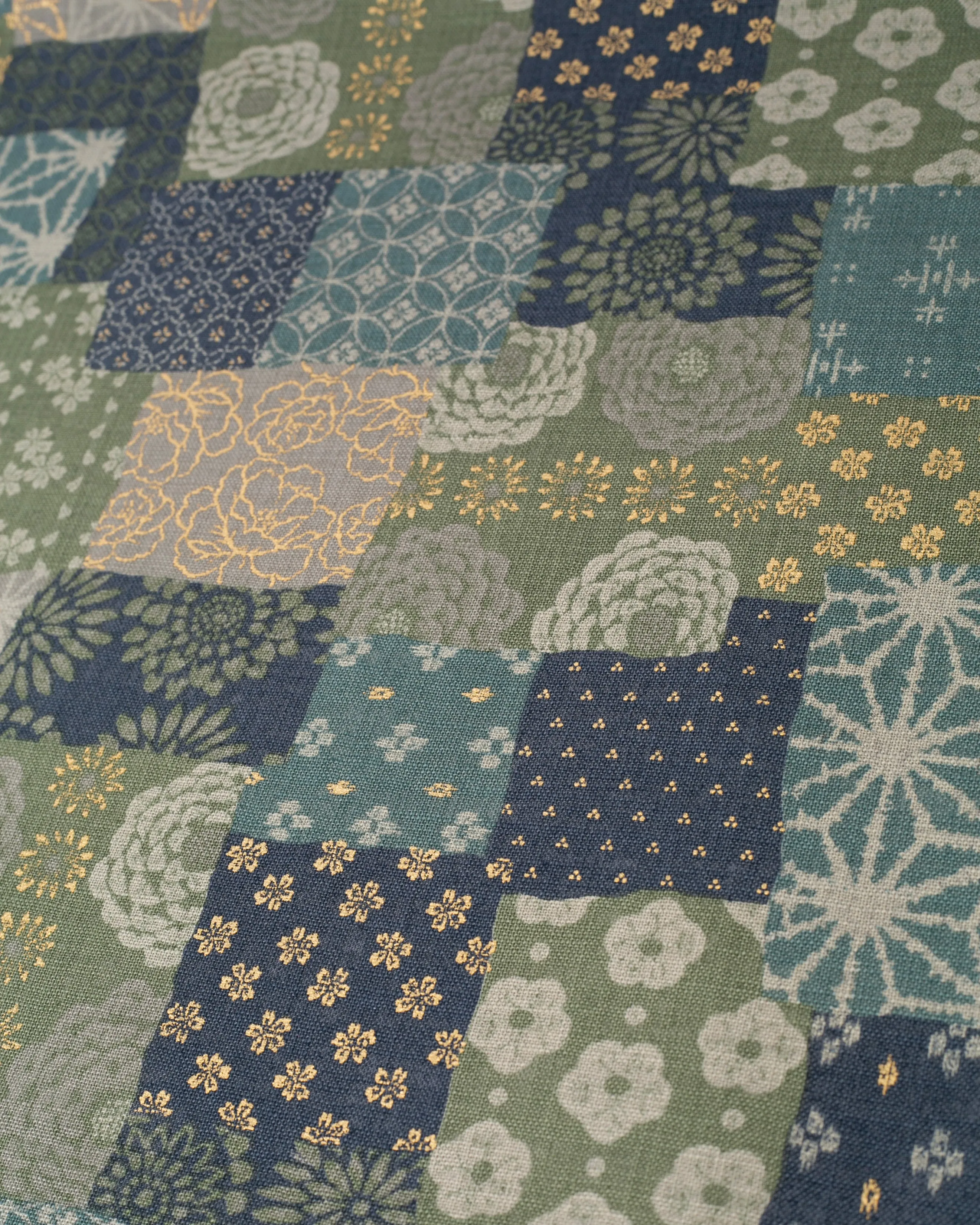 Kiriko Original Bandana, Classic, Patchwork Style, Sage and Gold sold by Kiriko product image thumbnail 2