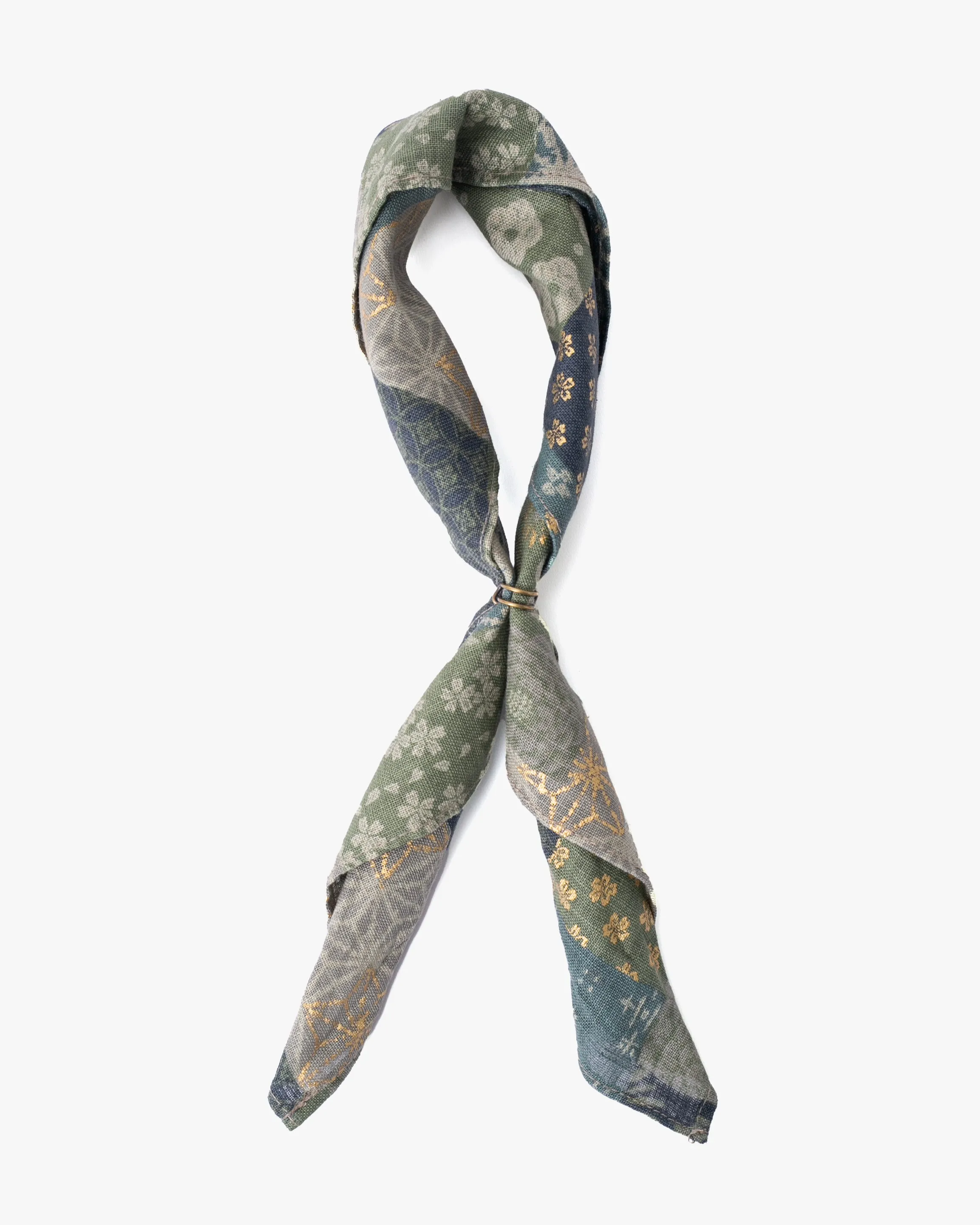Kiriko Original Bandana, Classic, Patchwork Style, Sage and Gold sold by Kiriko product image thumbnail 3