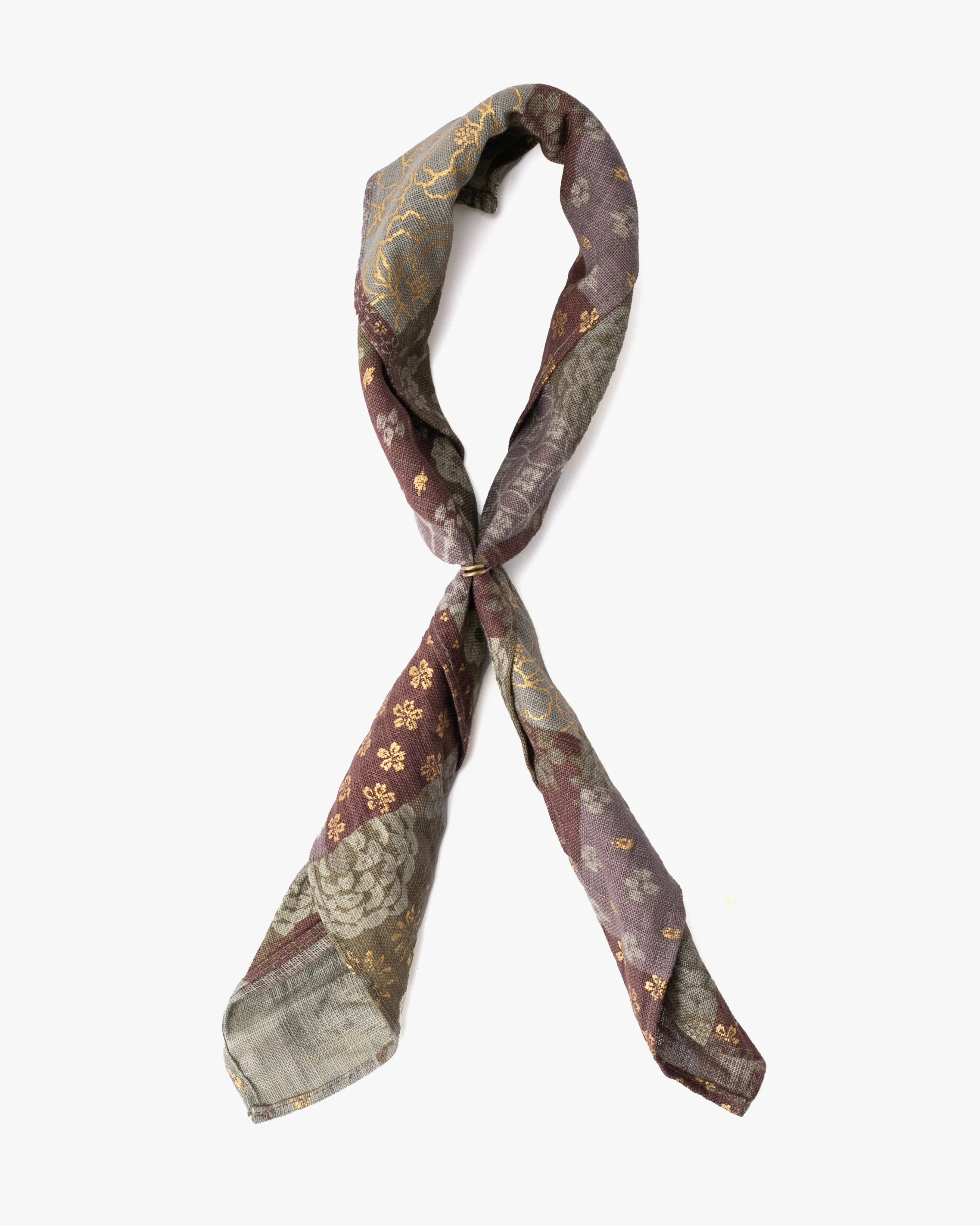 Kiriko Original Bandana, Classic, Patchwork Style, Azuki and Gold sold by Kiriko product image thumbnail 3