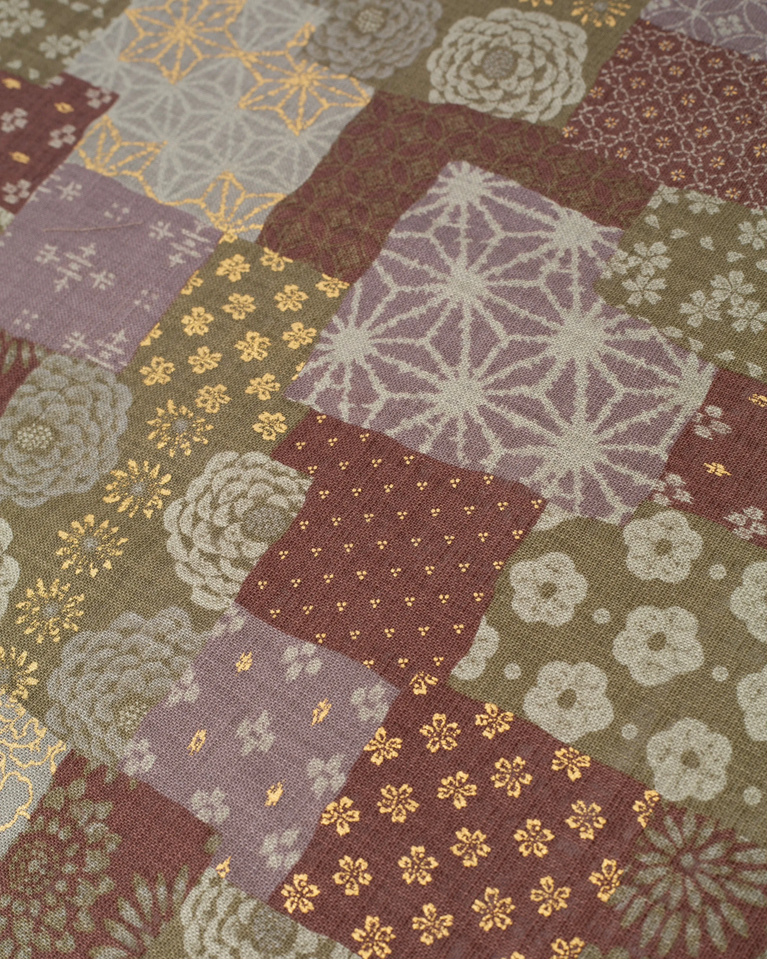 Kiriko Original Bandana, Classic, Patchwork Style, Azuki and Gold sold by Kiriko product image thumbnail 2