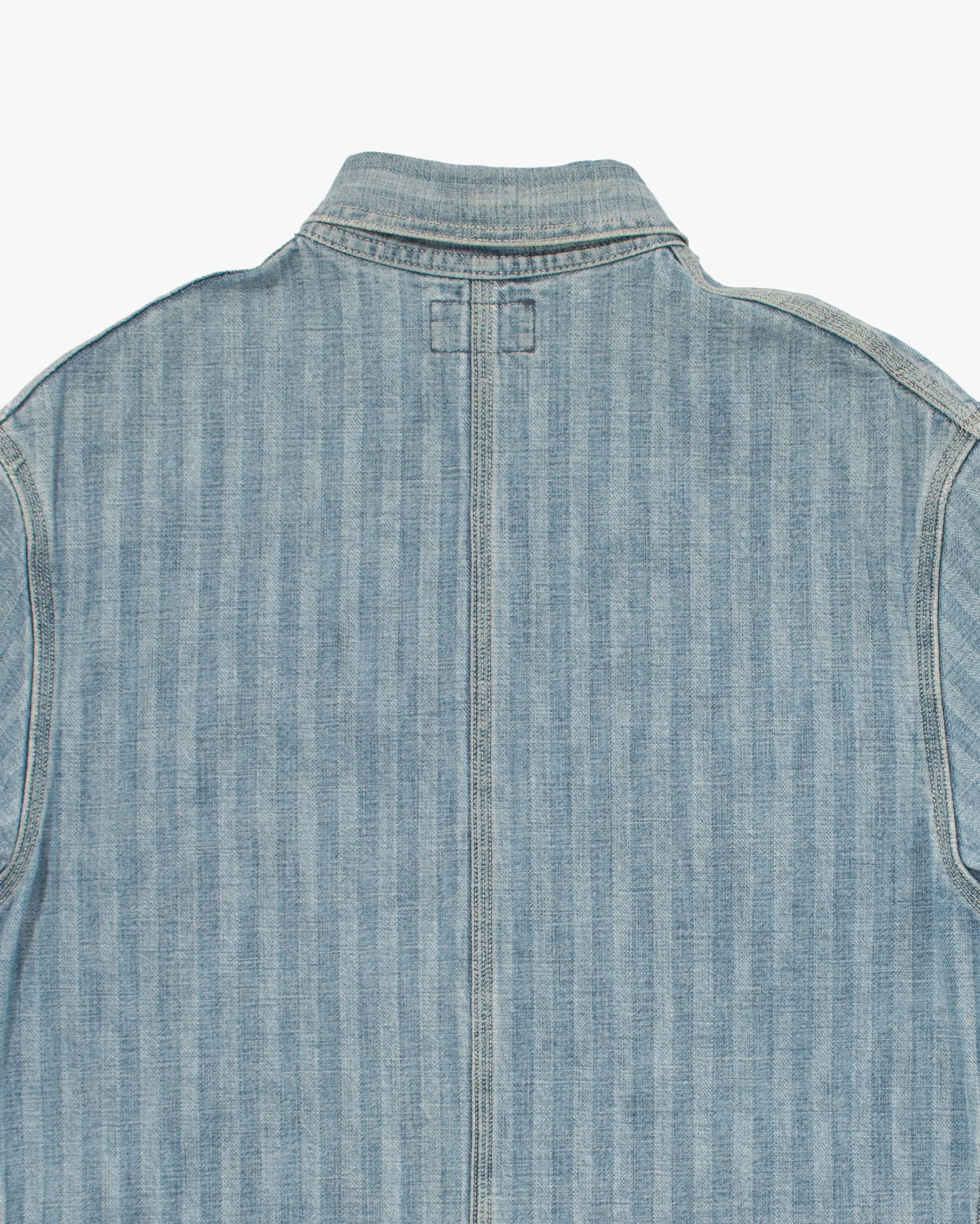 Japanese Repro Denim Chore Coat, Blue Blue, Striped Light Wash Denim - M sold by Kiriko product image thumbnail 3