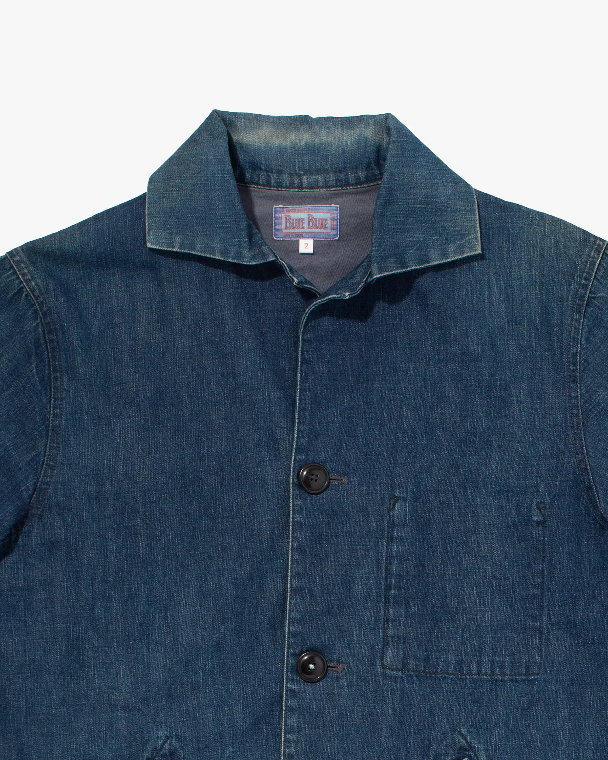 Japanese Repro Denim Chore Coat, Blue Blue, Double Hem - M sold by Kiriko