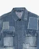 Japanese Repro Denim Chore Coat, Union Made, Pinstriped Patched Denim - M sold by Kiriko