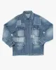 Japanese Repro Denim Chore Coat, Union Made, Pinstriped Patched Denim - M sold by Kiriko