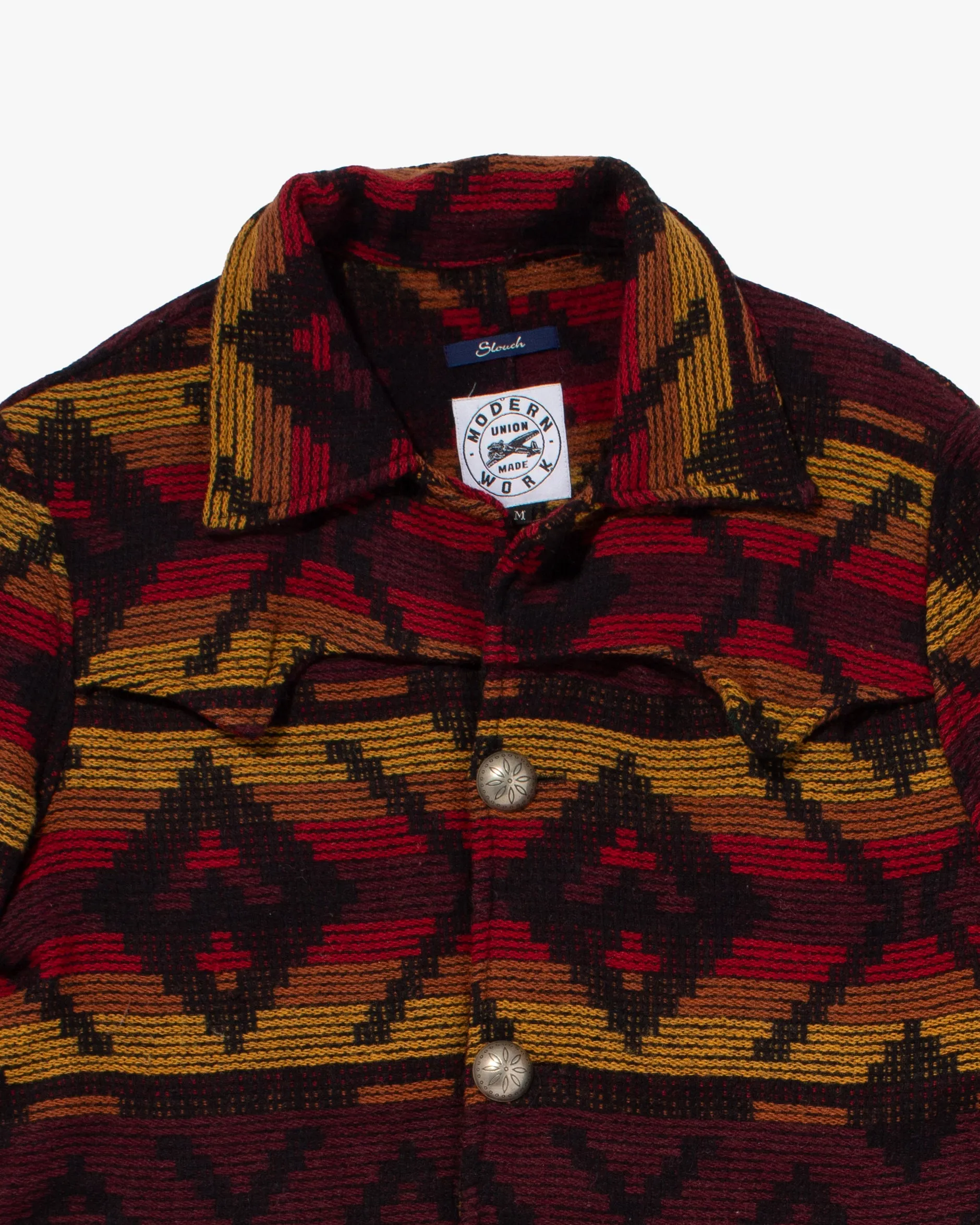 Japanese Repro Wool Coat, Modern Work, Red, Burgundy, and Yellow - M sold by Kiriko