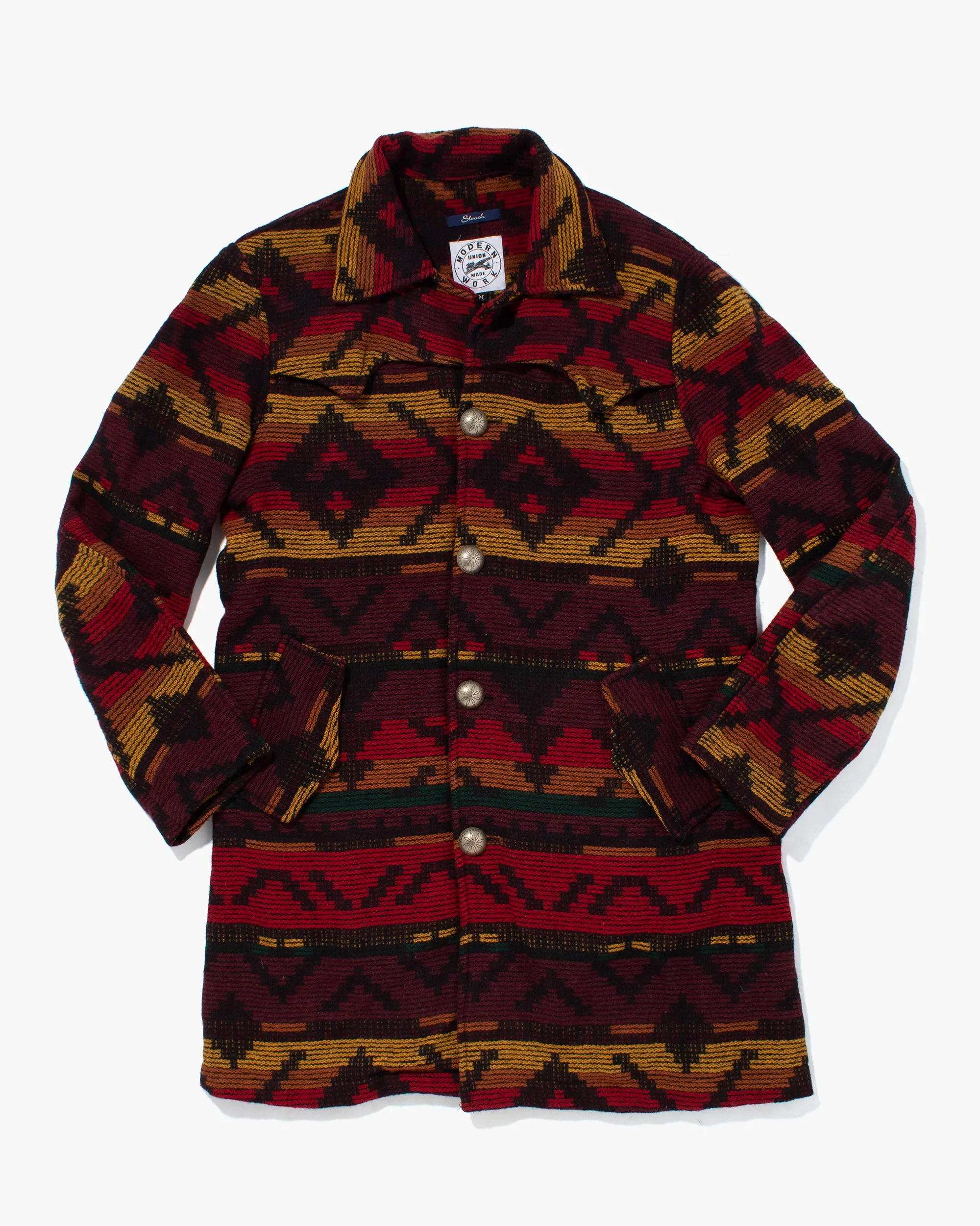 Japanese Repro Wool Coat, Modern Work, Red, Burgundy, and Yellow - M sold by Kiriko product image thumbnail 2