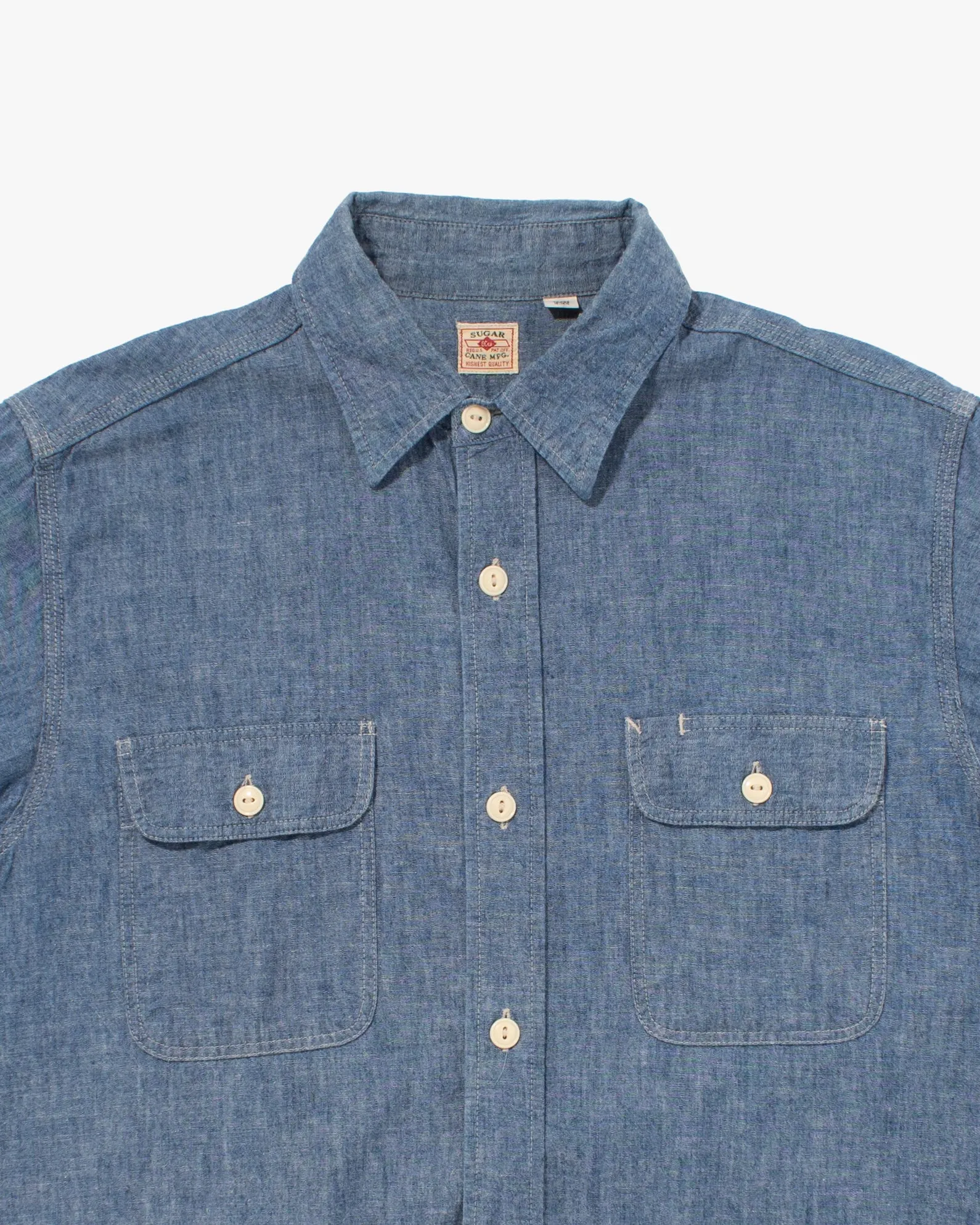 Japanese Repro Short Sleeve Shirt, Sugar Cane & Co., Denim Button Up - L sold by Kiriko product image thumbnail 2