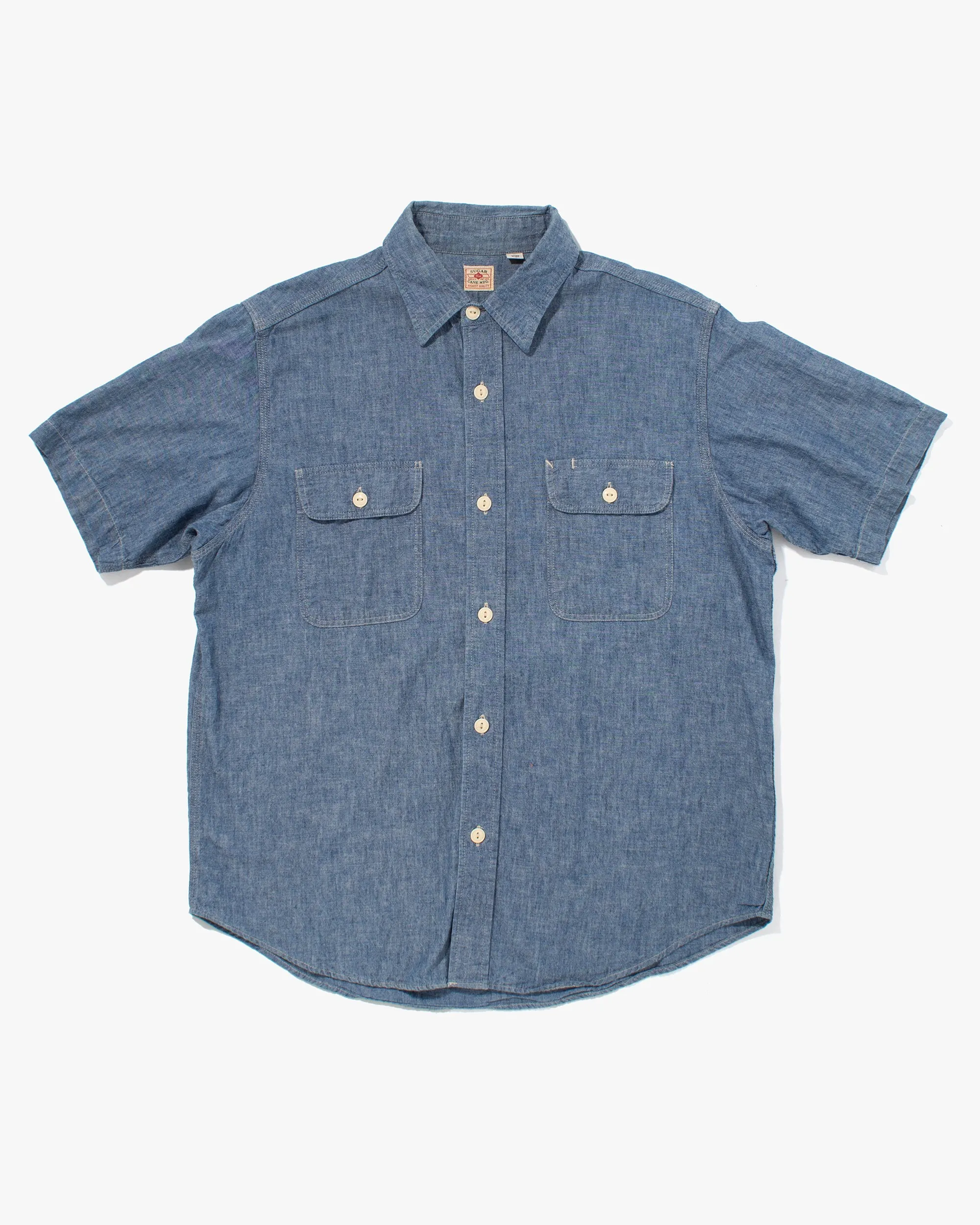 Japanese Repro Short Sleeve Shirt, Sugar Cane & Co., Denim Button Up - L sold by Kiriko