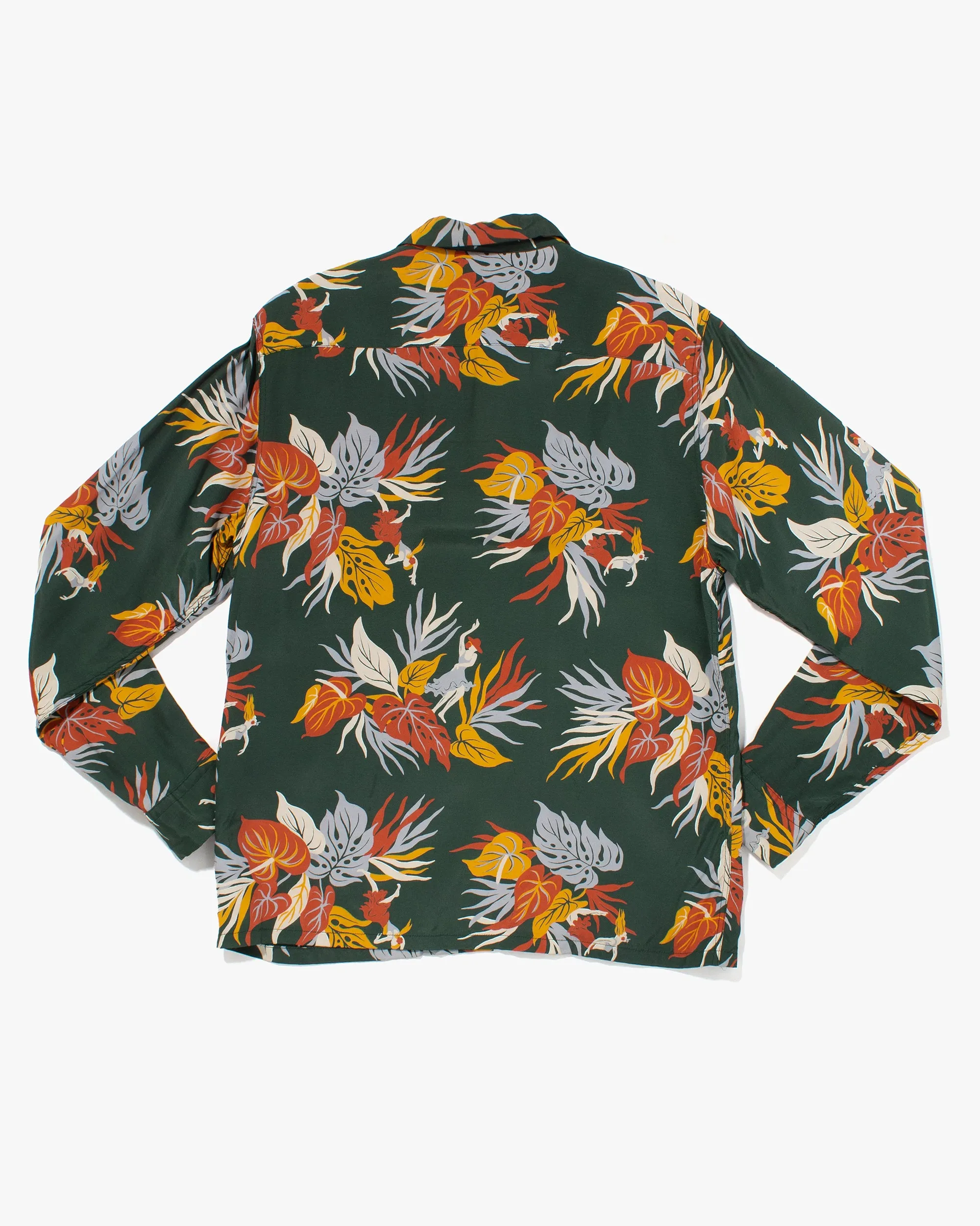 Japanese Repro, Long Sleeve Aloha Shirt, Radiall, Green with Multi Botanical - M sold by Kiriko product image thumbnail 3