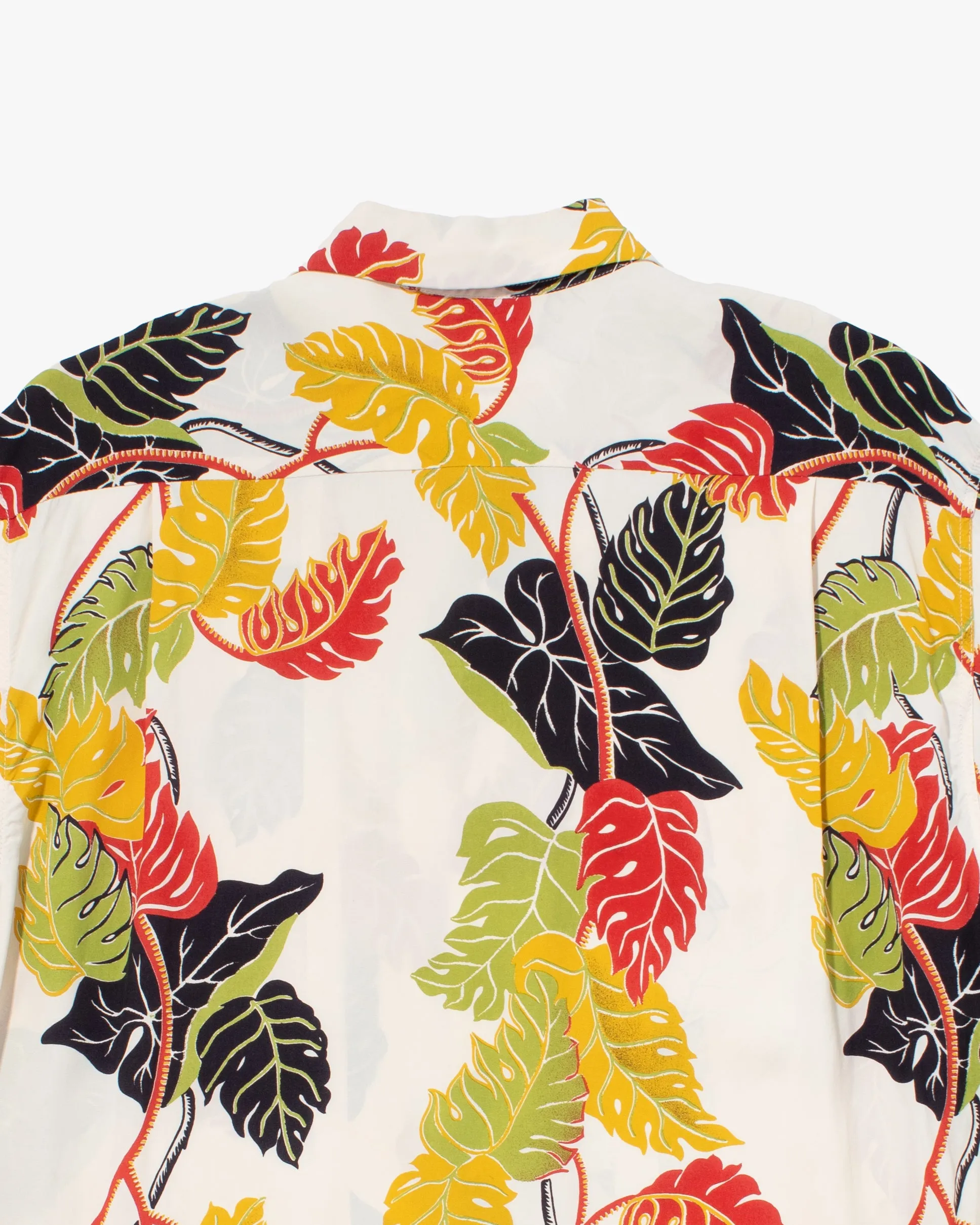 Japanese Repro, Long Sleeve Aloha Shirt, Sun Surf, White with Plant Leaves - M sold by Kiriko product image thumbnail 4