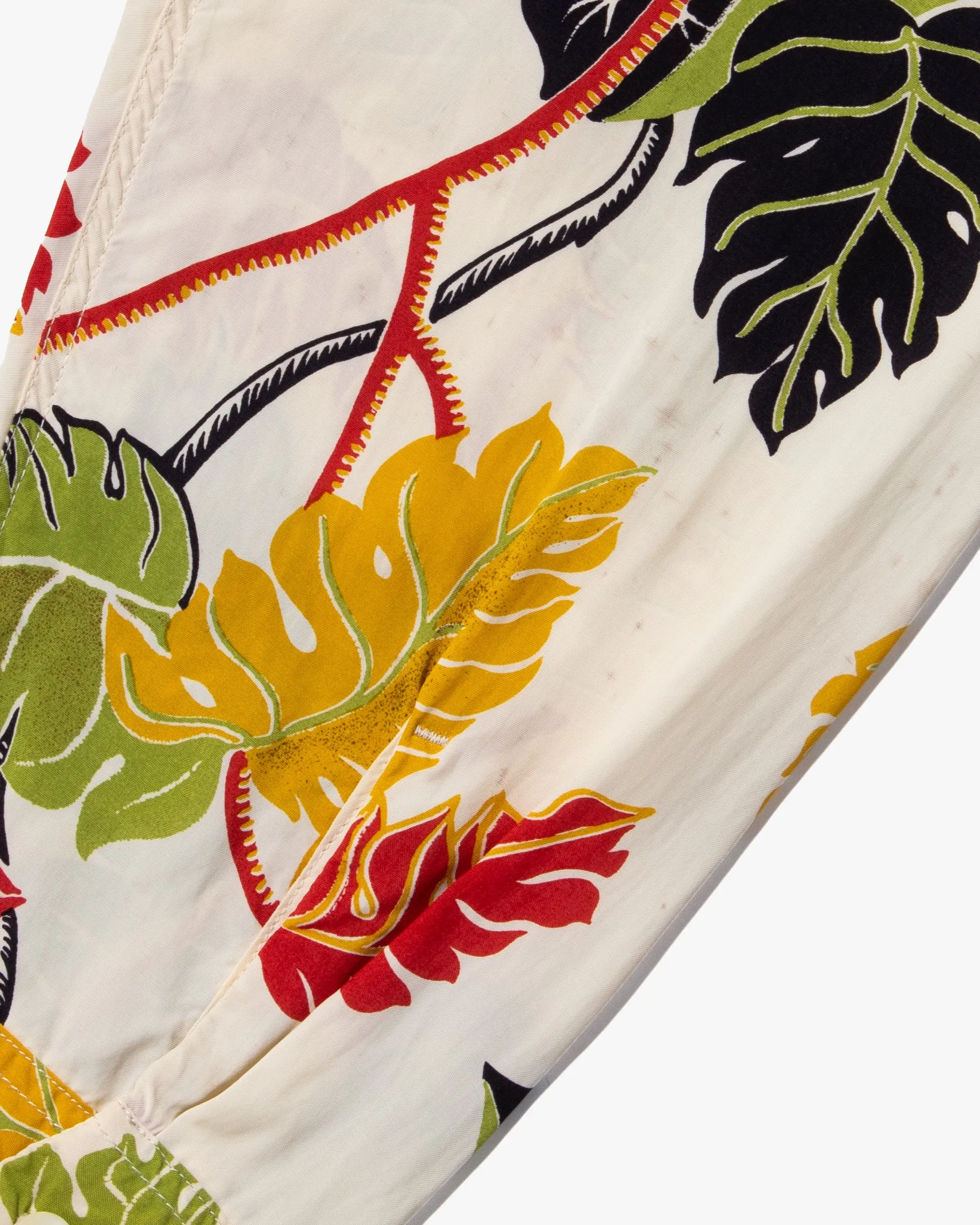 Japanese Repro, Long Sleeve Aloha Shirt, Sun Surf, White with Plant Leaves - M sold by Kiriko product image thumbnail 5