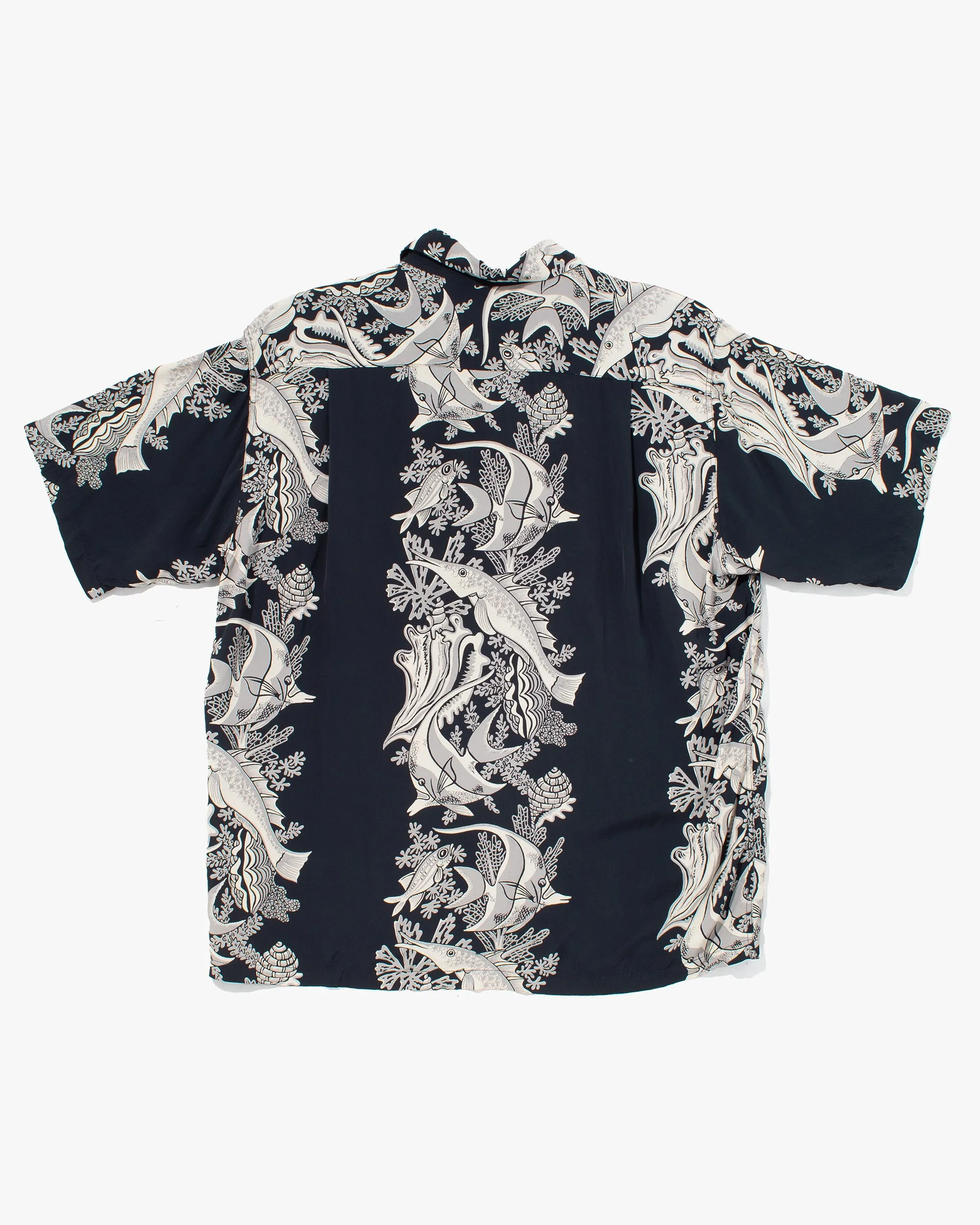 Japanese Repro, Short Sleeve Aloha Shirt, Sun Surf, Navy with Fish - M sold by Kiriko product image thumbnail 4