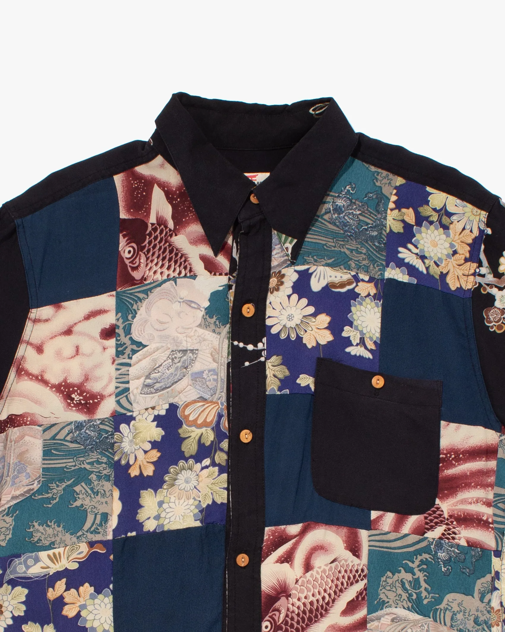 Japanese Repro, Short Sleeve Aloha Shirt, Japanese Classic Script, Multi Patchwork - M sold by Kiriko