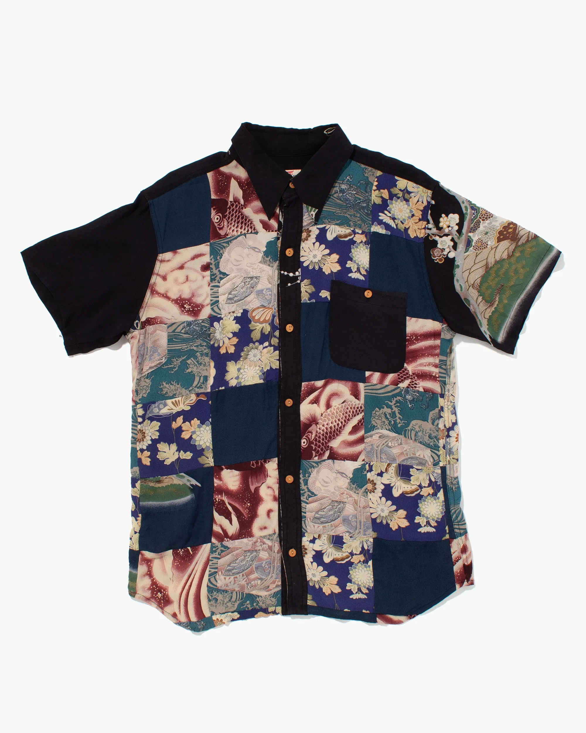 Japanese Repro, Short Sleeve Aloha Shirt, Japanese Classic Script, Multi Patchwork - M sold by Kiriko product image thumbnail 2