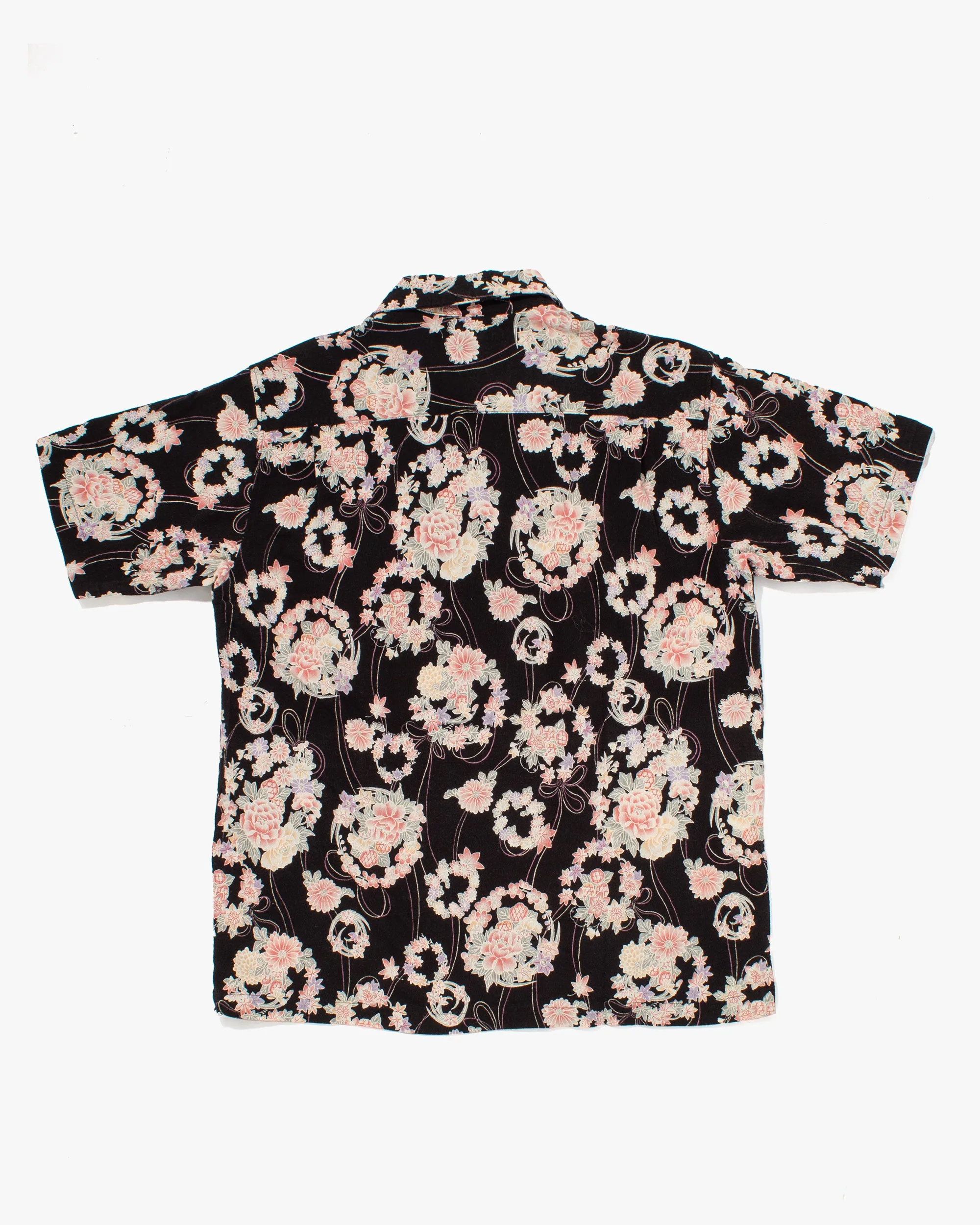 Japanese Repro, Short Sleeve Aloha Shirt, Ten-Nen, Black with Pastel Floral - L sold by Kiriko product image thumbnail 3