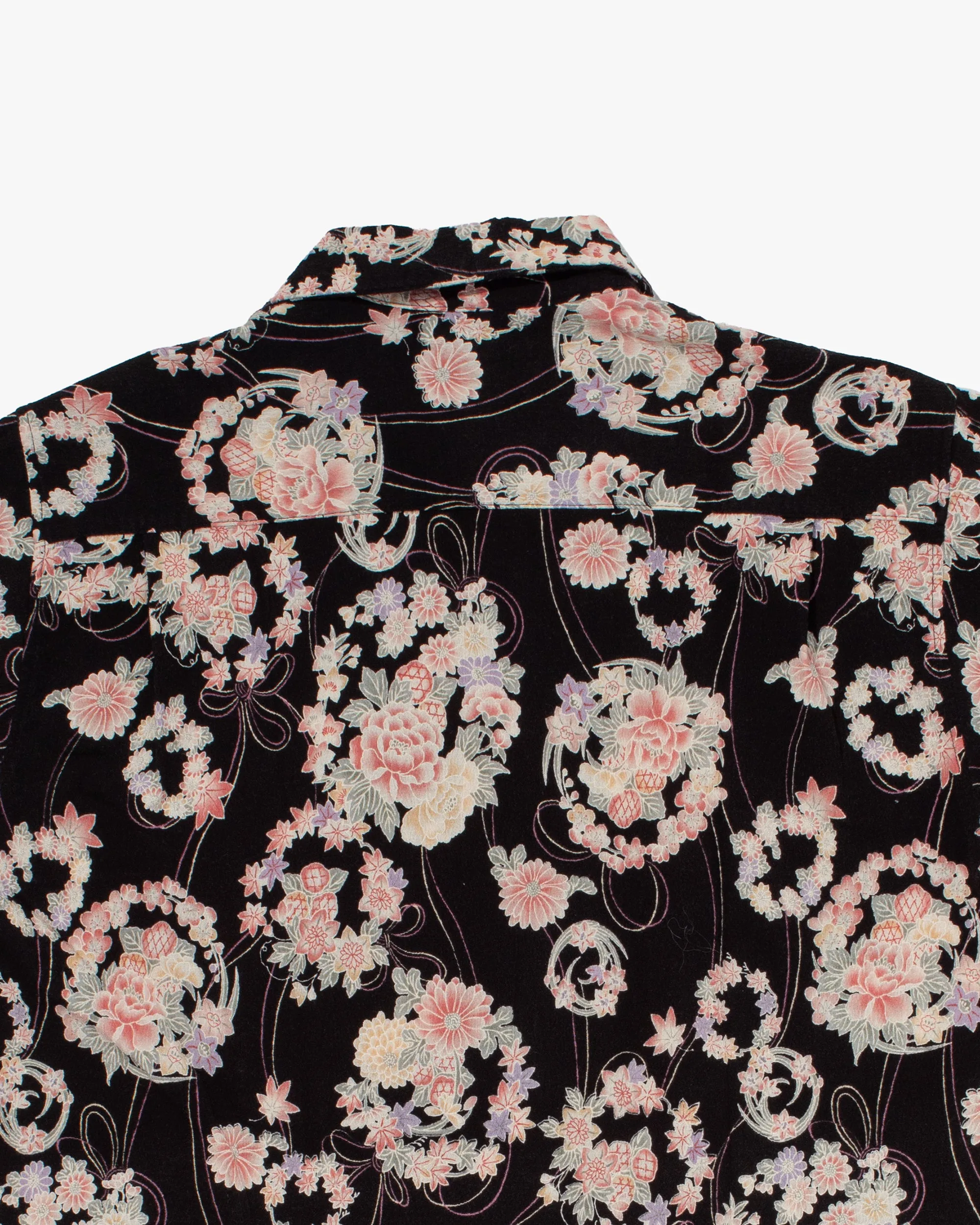 Japanese Repro, Short Sleeve Aloha Shirt, Ten-Nen, Black with Pastel Floral - L sold by Kiriko product image thumbnail 4
