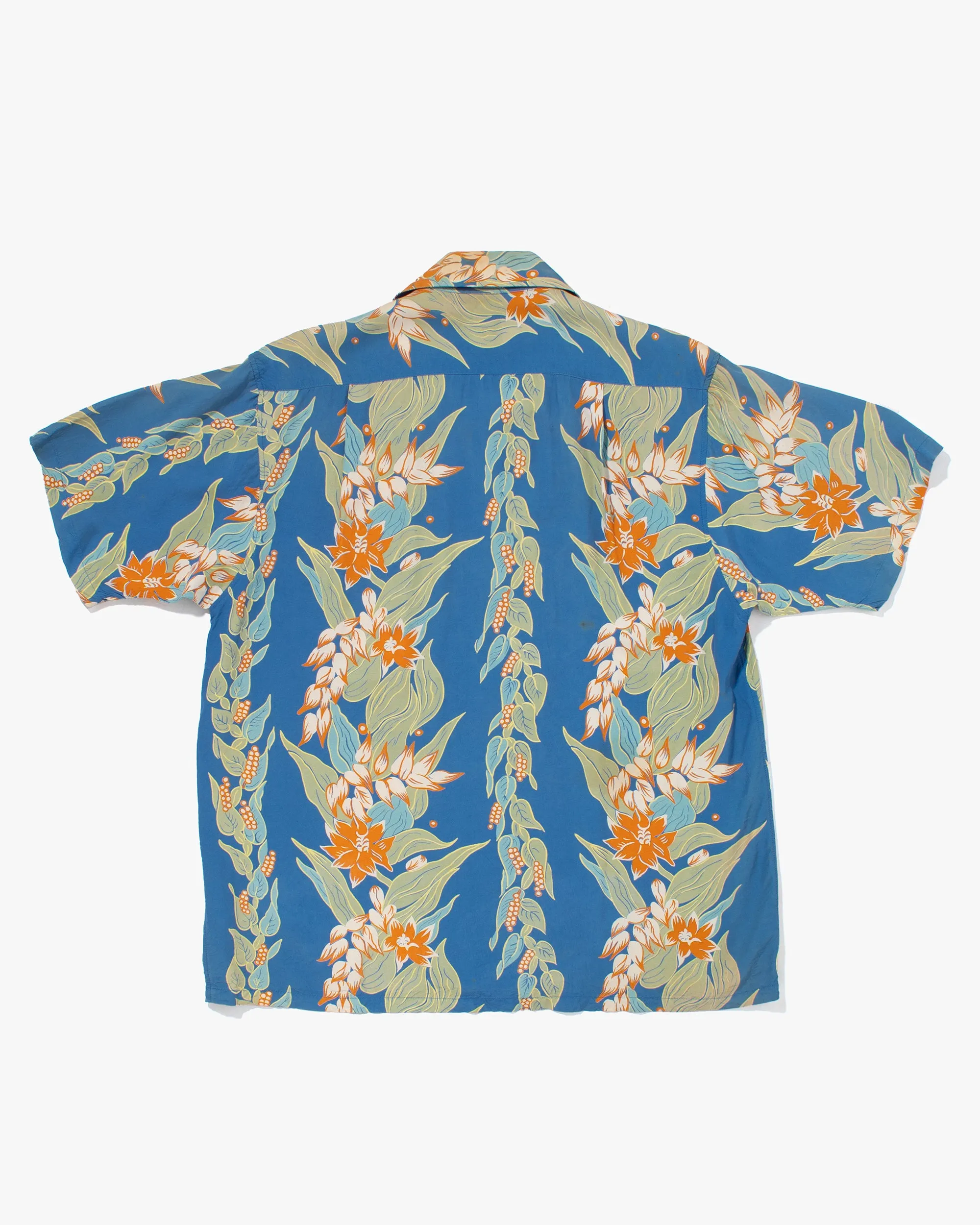 Japanese Repro, Short Sleeve Aloha Shirt, Ten-Nen, Blue with Orange Floral - M sold by Kiriko product image thumbnail 3