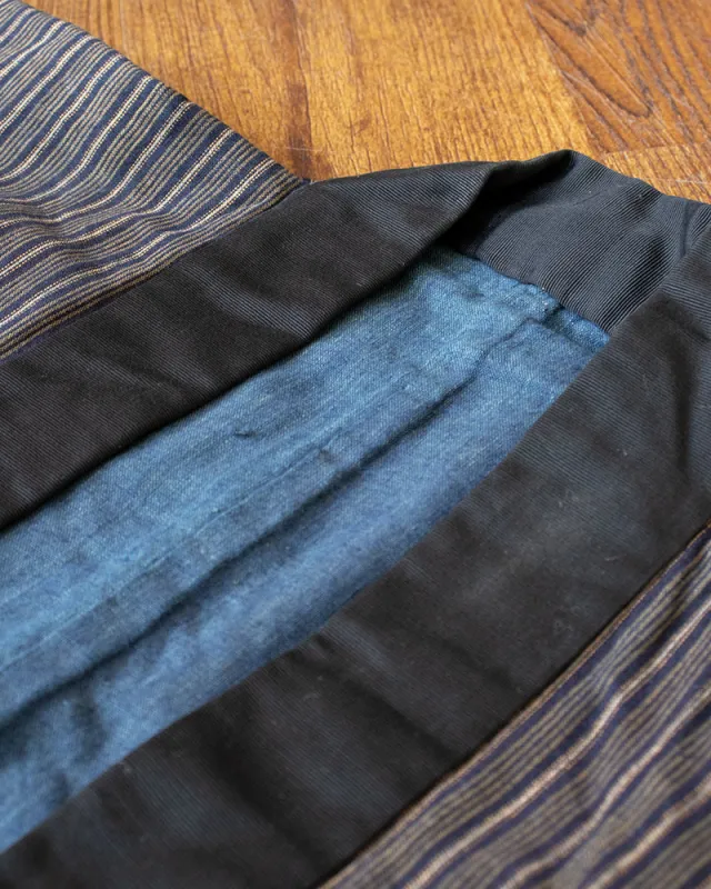 Vintage Noragi Jacket, Fully Sashiko Stitched, Indigo with Orange Stripe sold by Kiriko