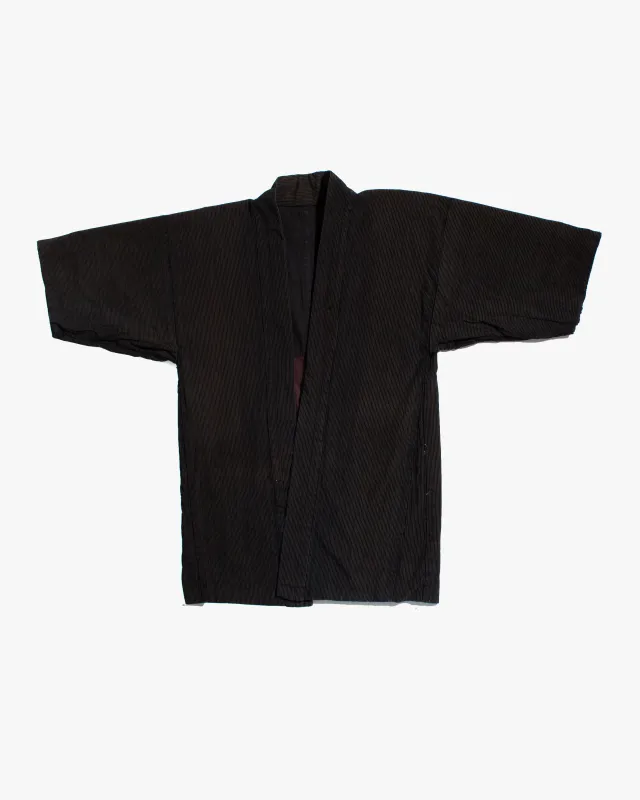 Vintage Noragi Jacket, Fully Sashiko Stitched, Thin Yellow Stripe sold by Kiriko