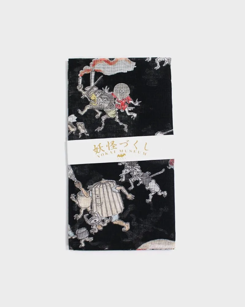 Japanese Handkerchief, Classic, Yokai, Hyakki Yagyo, Black sold by Kiriko product image thumbnail 4
