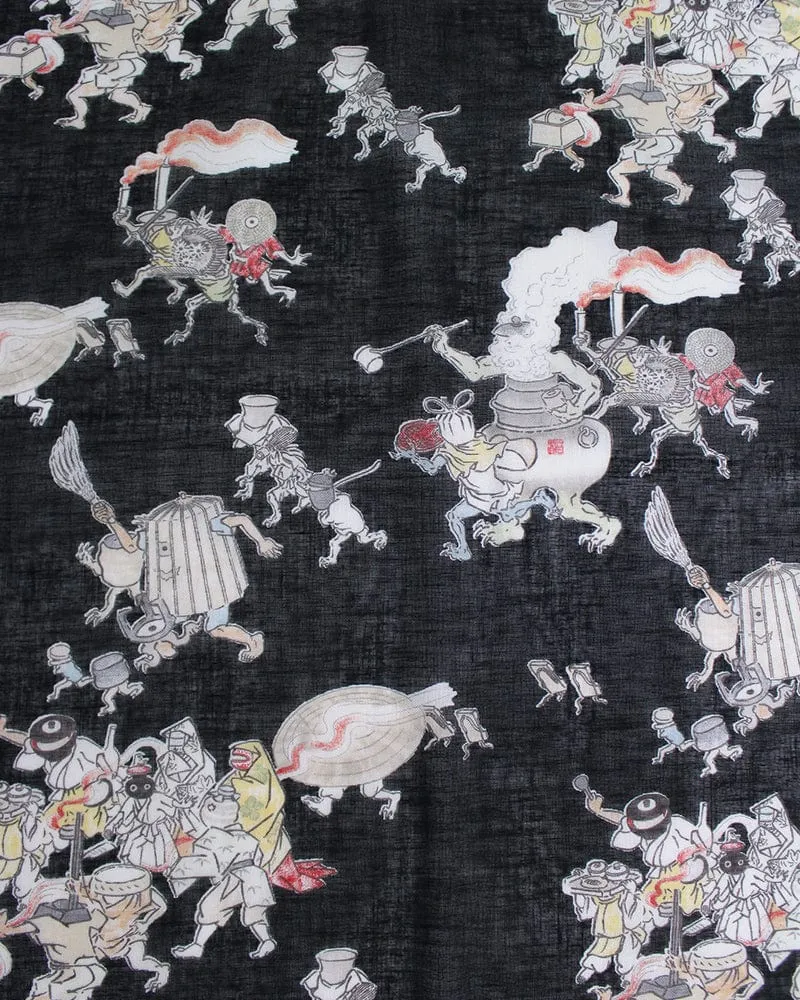 Japanese Handkerchief, Classic, Yokai, Hyakki Yagyo, Black sold by Kiriko product image thumbnail 3