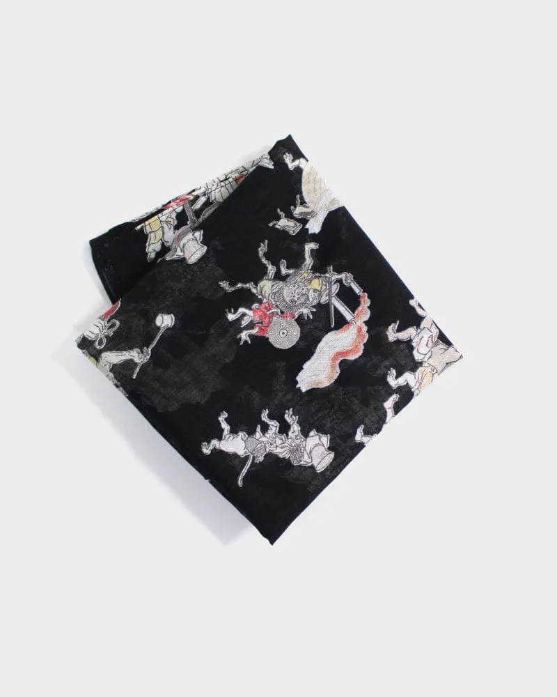 Japanese Handkerchief, Classic, Yokai, Hyakki Yagyo, Black sold by Kiriko