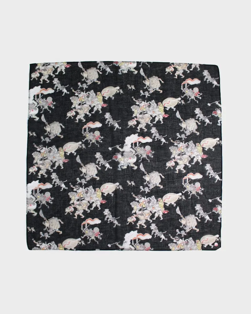 Japanese Handkerchief, Classic, Yokai, Hyakki Yagyo, Black sold by Kiriko product image thumbnail 2