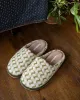 Slippers, Bisque, Tehtava, Zig-Zag Green and Cream sold by Kiriko