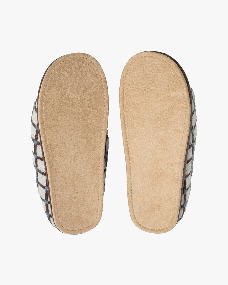 Slippers, Bisque, Tehtava, Grid Teal and Black sold by Kiriko product image thumbnail 3