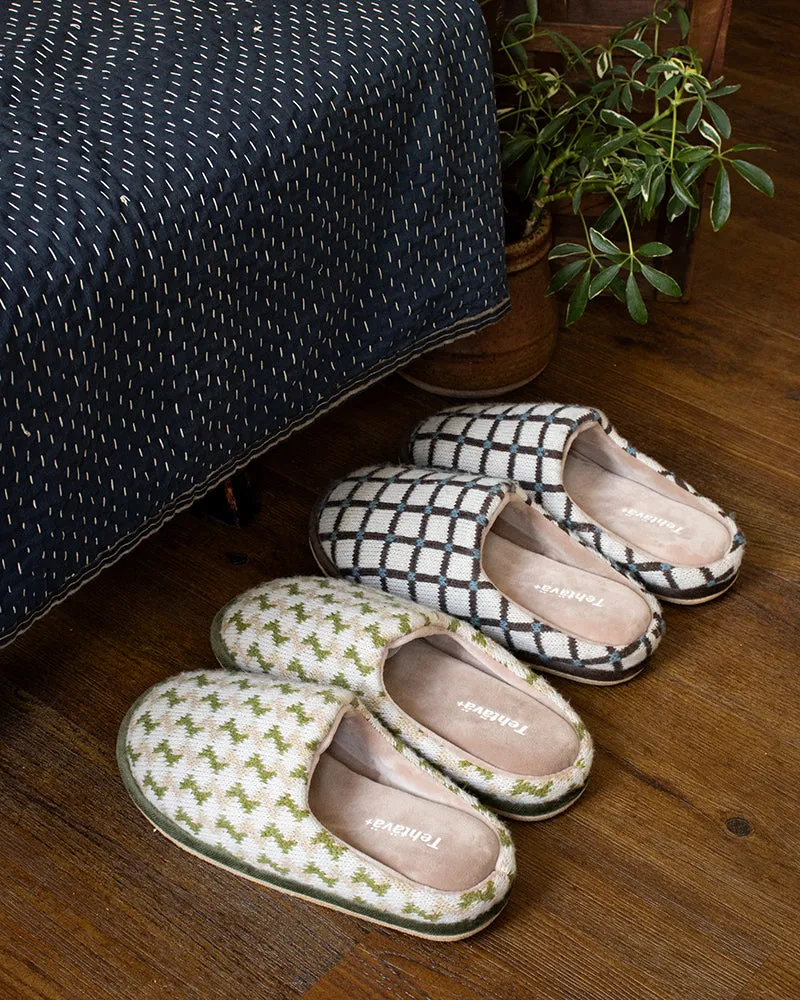 Slippers, Bisque, Tehtava, Grid Teal and Black sold by Kiriko product image thumbnail 5