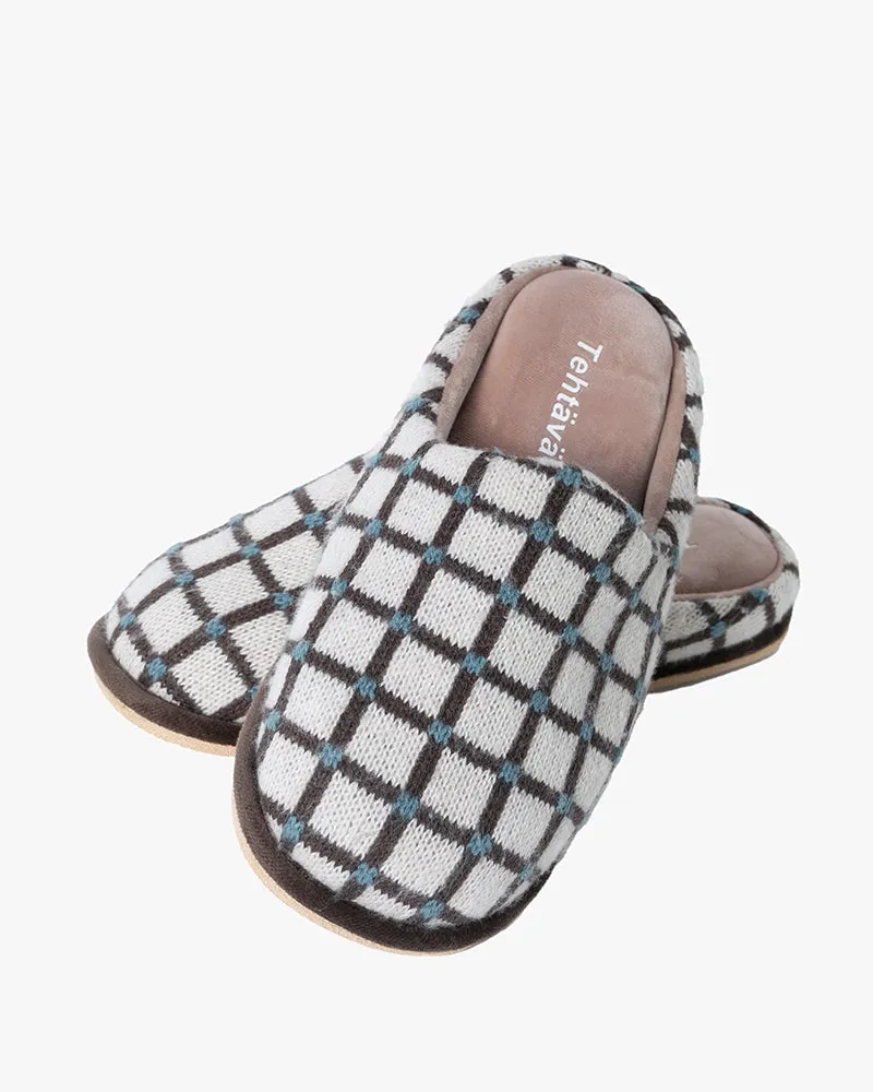 Slippers, Bisque, Tehtava, Grid Teal and Black sold by Kiriko product image thumbnail 4