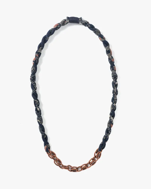 Boet x Kiriko Necklace, Two Tone with Indigo and Pink Katazome sold by Kiriko
