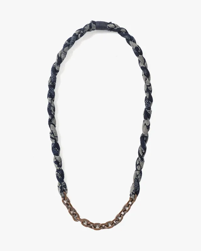 Boet x Kiriko Necklace, Two Tone with Indigo and Grey Katazome sold by Kiriko