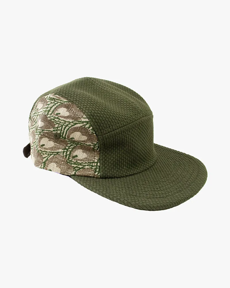 Kiriko Original Cap, 5-Panel, Sashi-Ori & Maru-Obi, Olive Green with Peacock and Multi Patterns sold by Kiriko product image thumbnail 4
