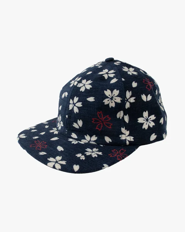 Kiriko Original Cap, 6-Panel Indigo Sakura with Solid Indigo Underbill sold by Kiriko