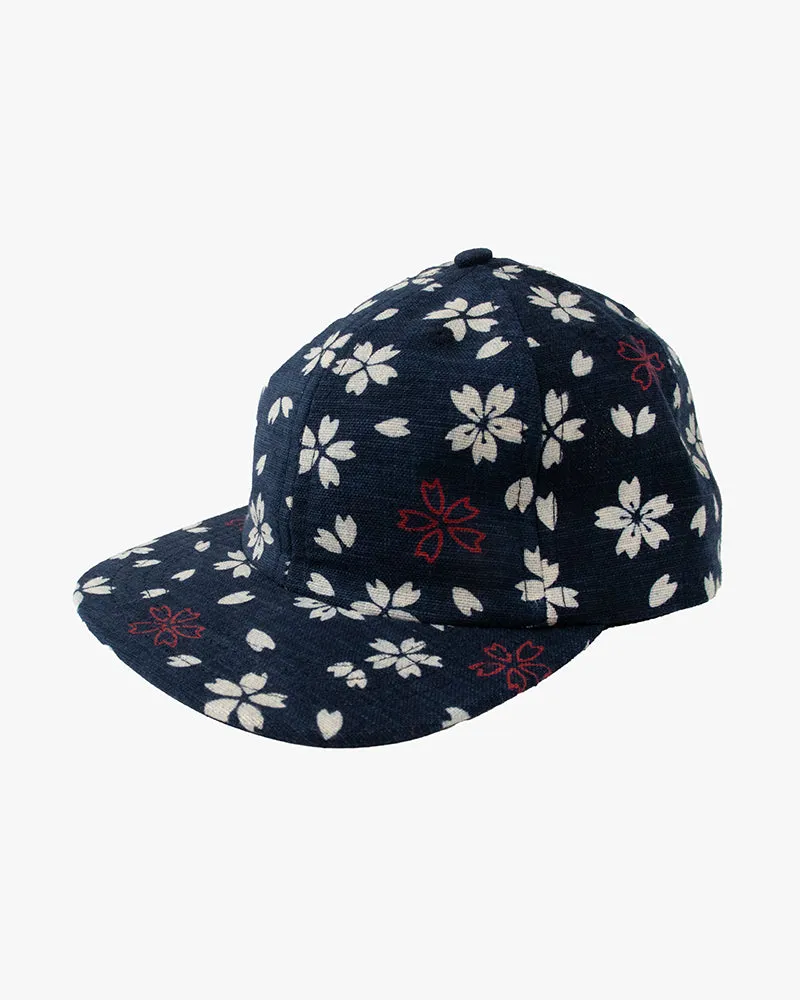 Kiriko Original Cap, 6-Panel Indigo Sakura with Solid Indigo Underbill sold by Kiriko