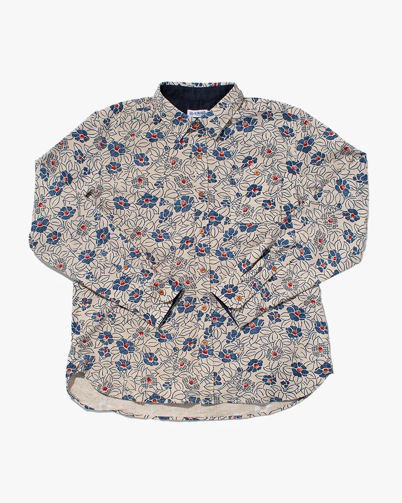 Kiriko Original Button-Up Shirt, Long Sleeve, Cream Tsubaki sold by Kiriko product image thumbnail 3