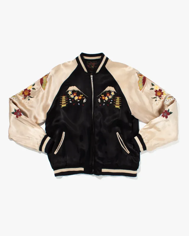 Japanese Repro Souvenir Jacket, Reversible, Black with Butterfly Sleeves - M sold by Kiriko