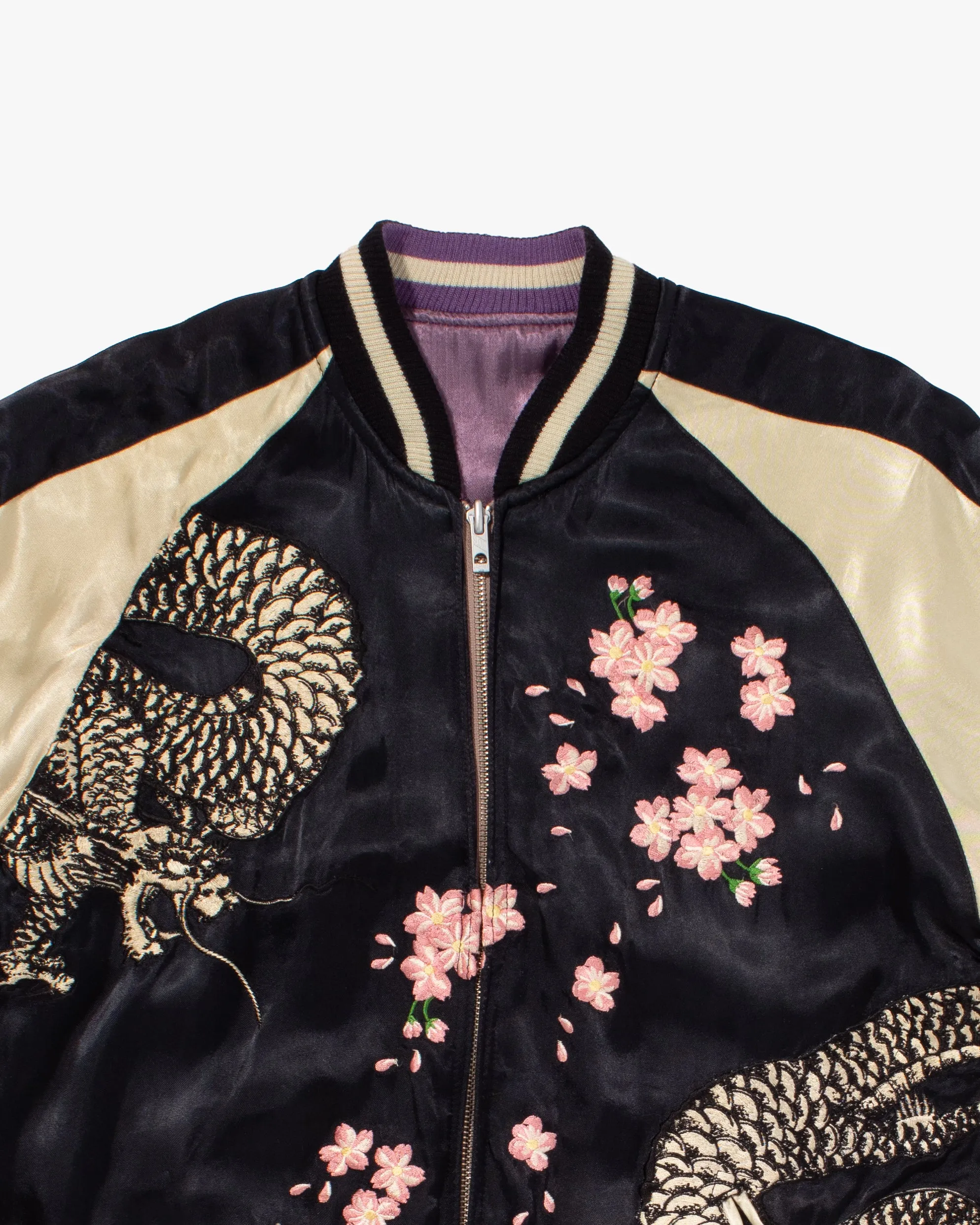 Japanese Repro Souvenir Jacket, Reversible, Black with Dragon and Sakura - M sold by Kiriko product image thumbnail 3