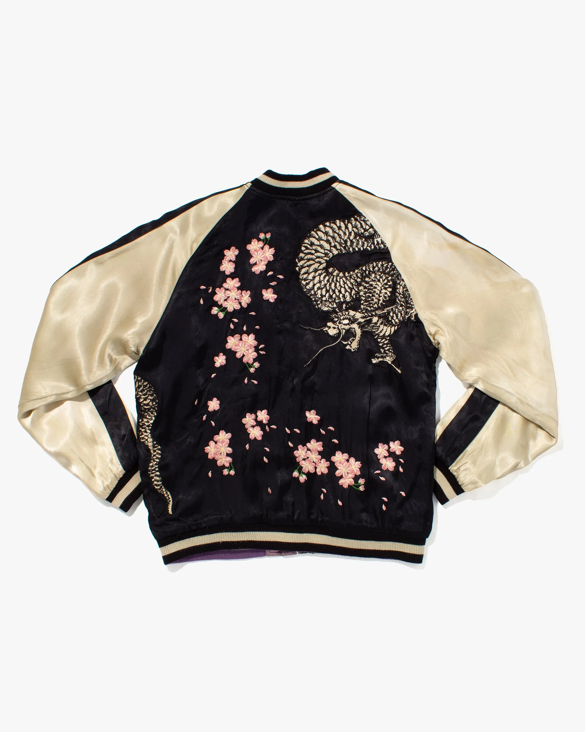 Japanese Repro Souvenir Jacket, Reversible, Black with Dragon and Sakura - M sold by Kiriko product image thumbnail 5