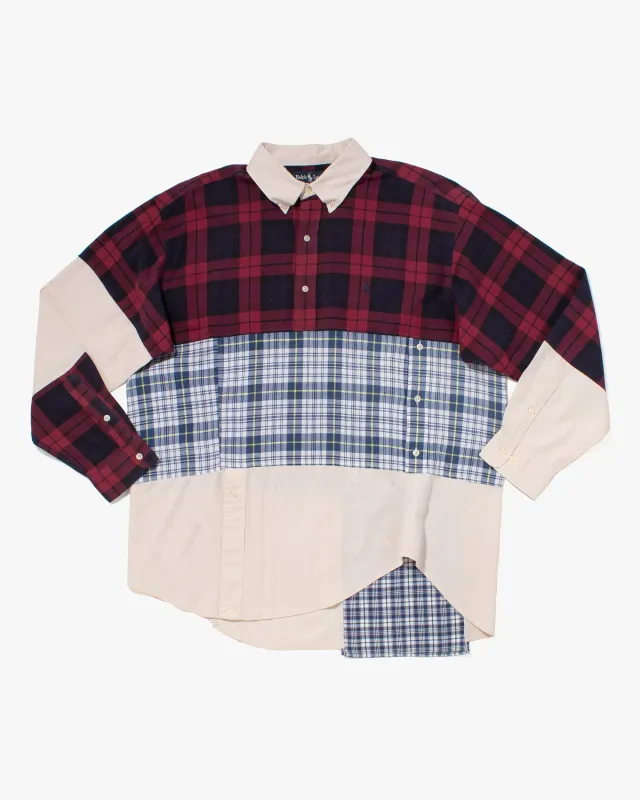 US Vintage Button Up Long Sleeve Shirt, La Rocca, Red and Blue Plaid with Cream - M sold by Kiriko