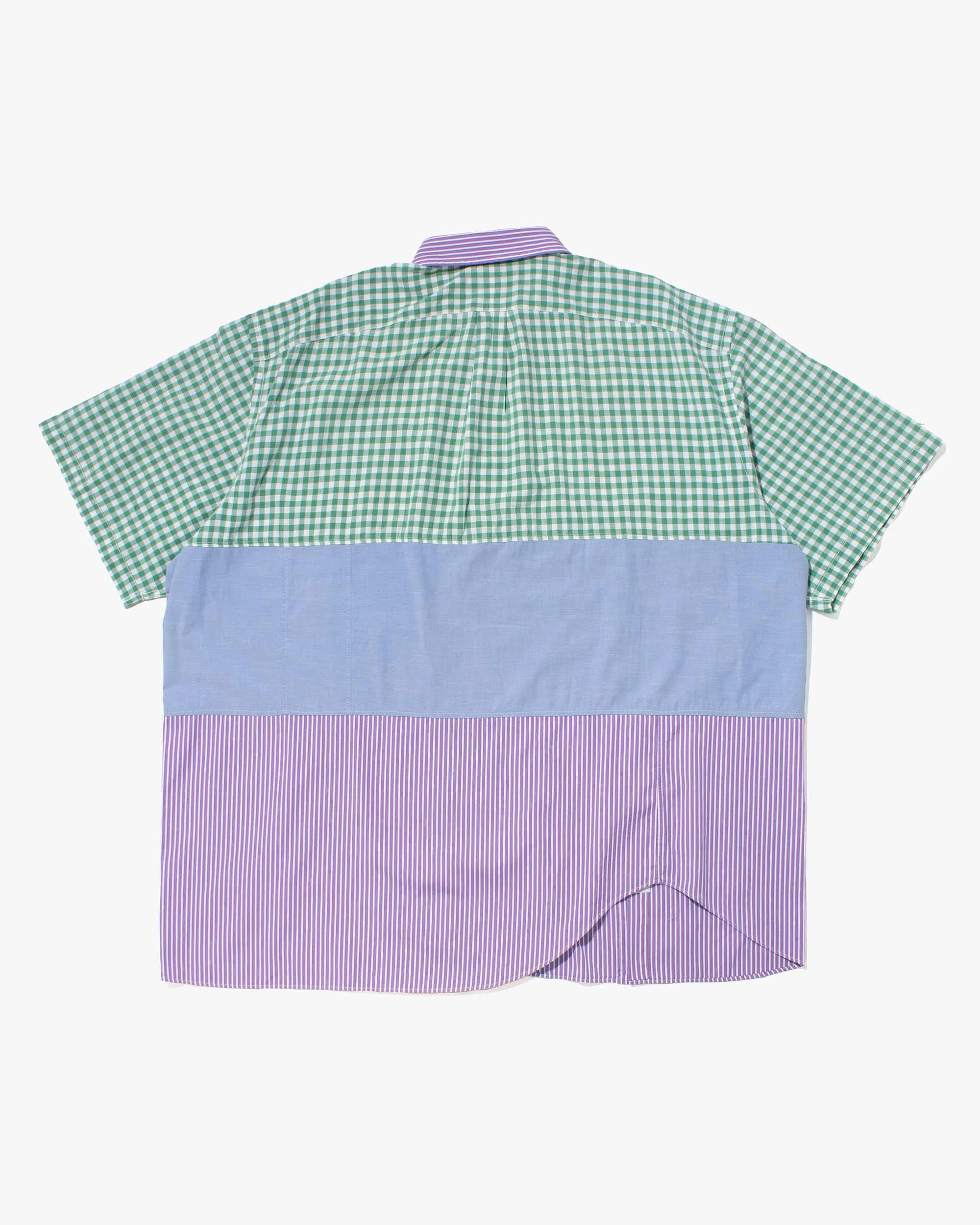 US Vintage Button Up Short Sleeve Shirt, La Rocca, Green Plaid w/ Purple Stripes - XL sold by Kiriko product image thumbnail 3