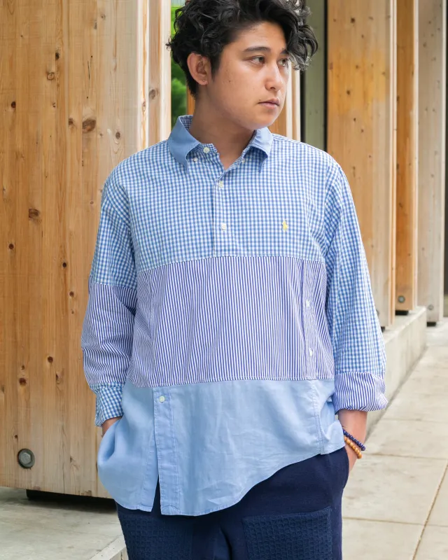 U.S. Vintage Button Up Long Sleeve Shirt, La Rocca, Blue Plaid and Stripes - M sold by Kiriko