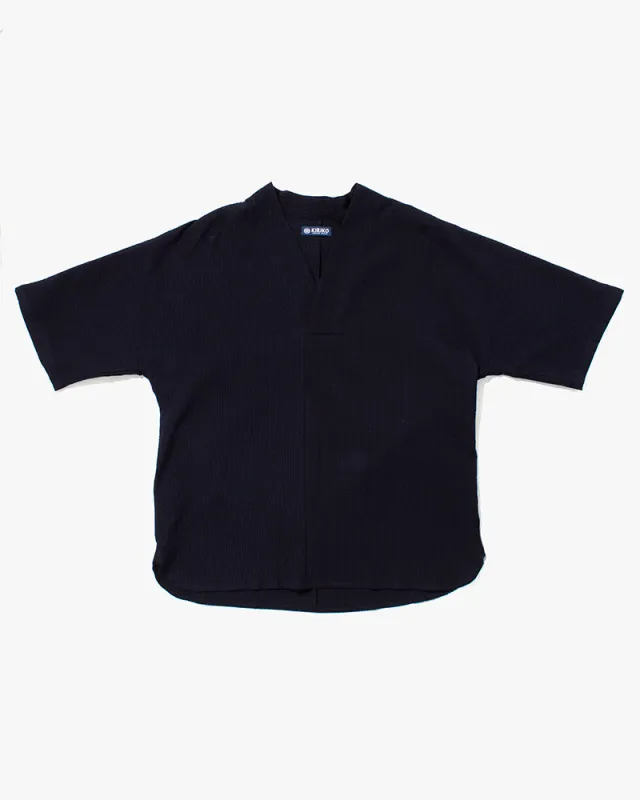 Kiriko x ToK, V-Neck Tunic, Indigo Chijimi sold by Kiriko
